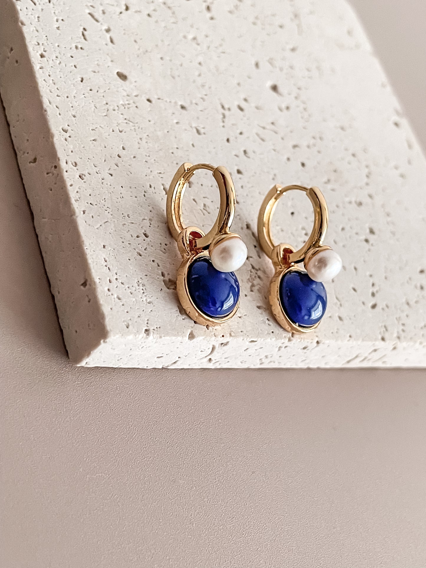 French Retro Gemstone Stone Earrings