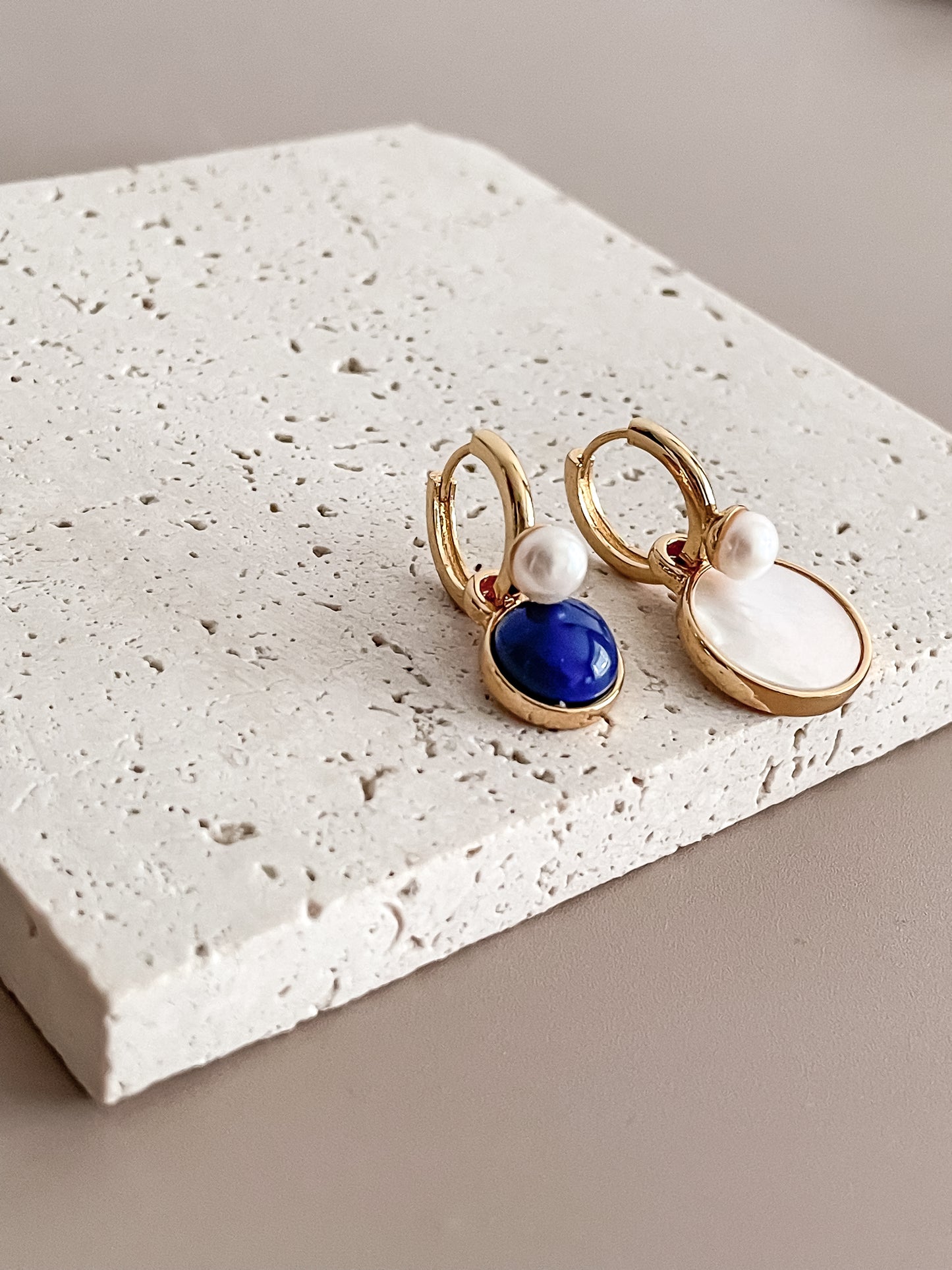 French Retro Gemstone Stone Earrings