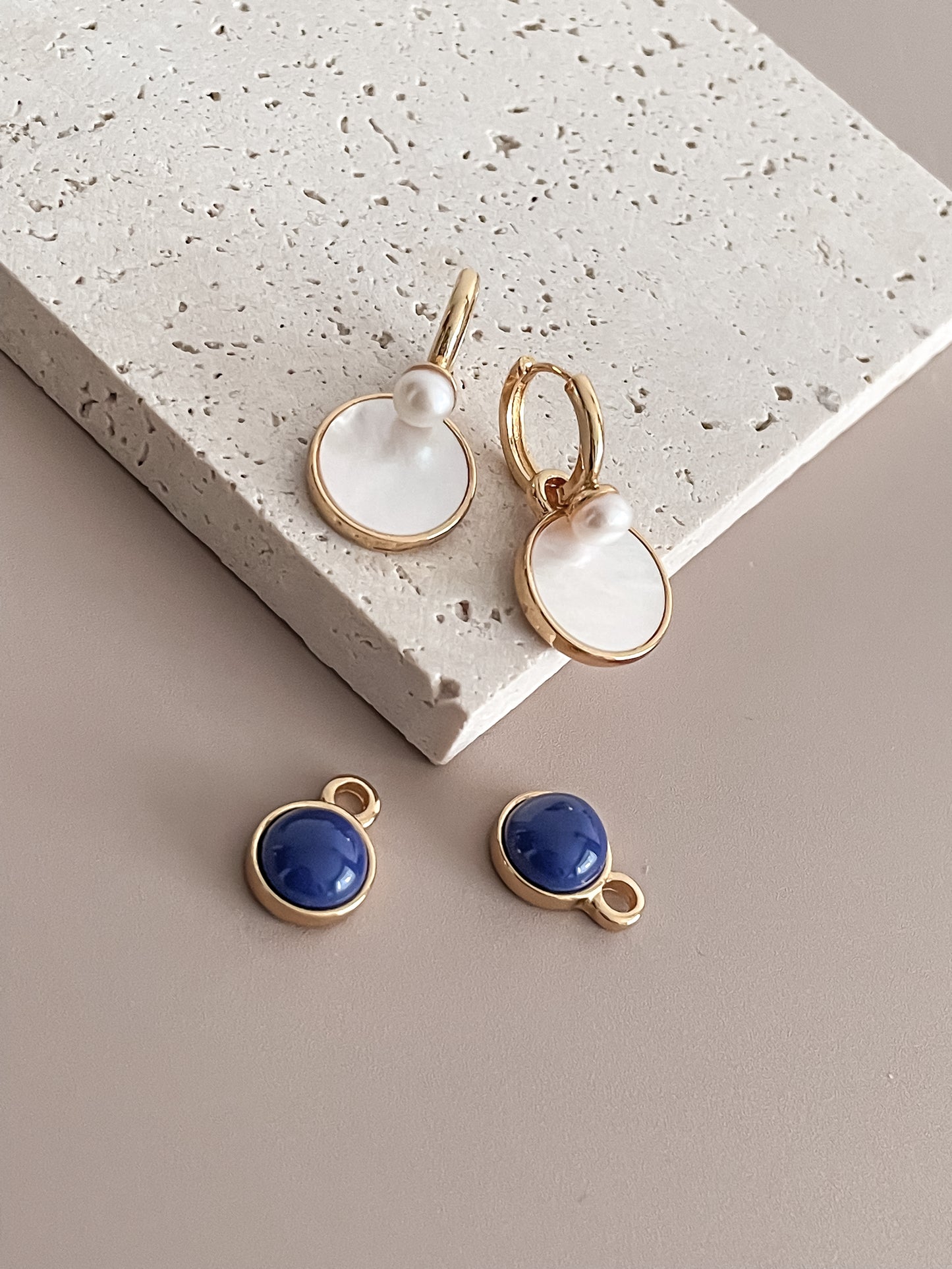 French Retro Gemstone Stone Earrings