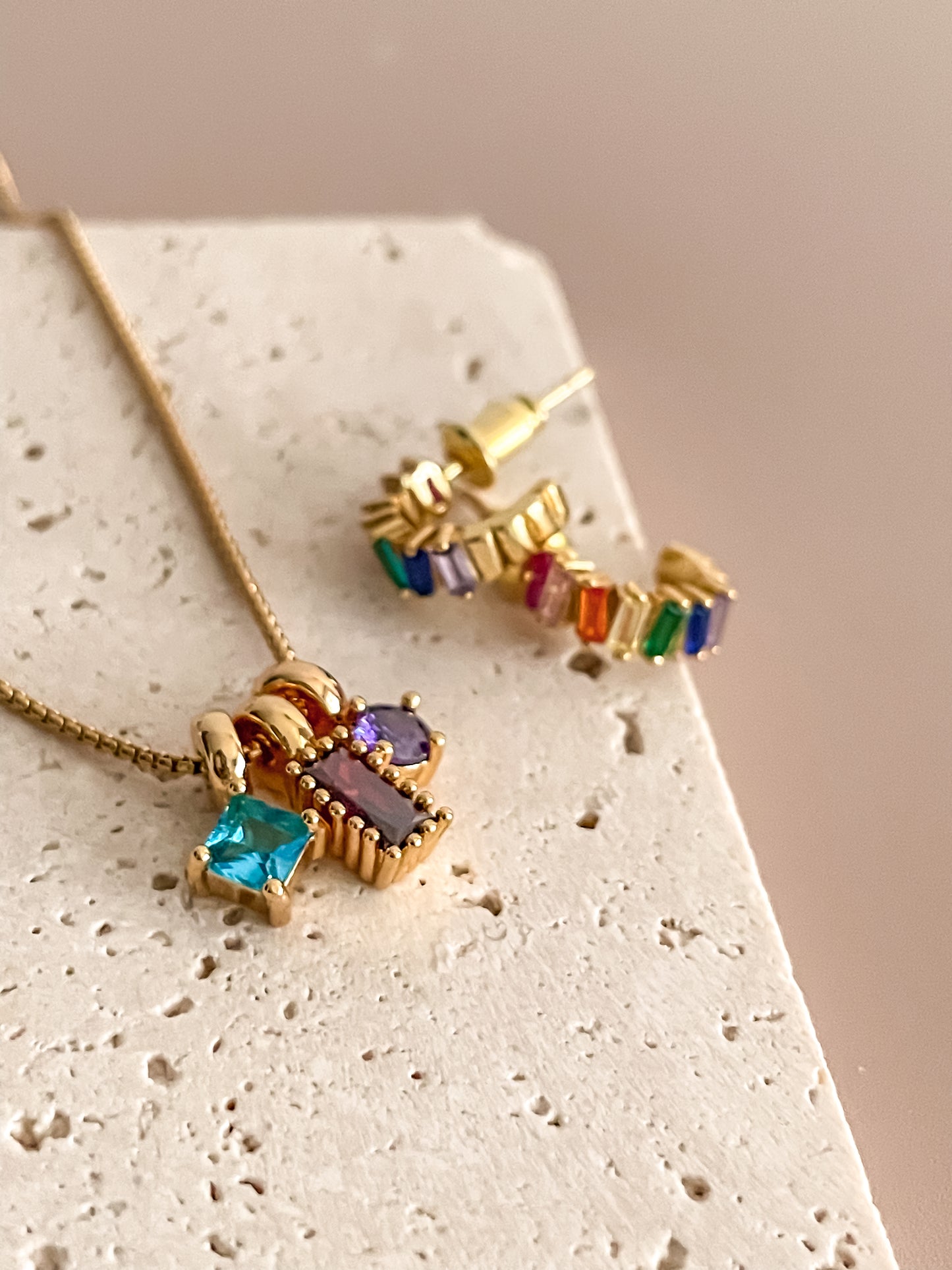 Rainbow Zircon Jewelry Set