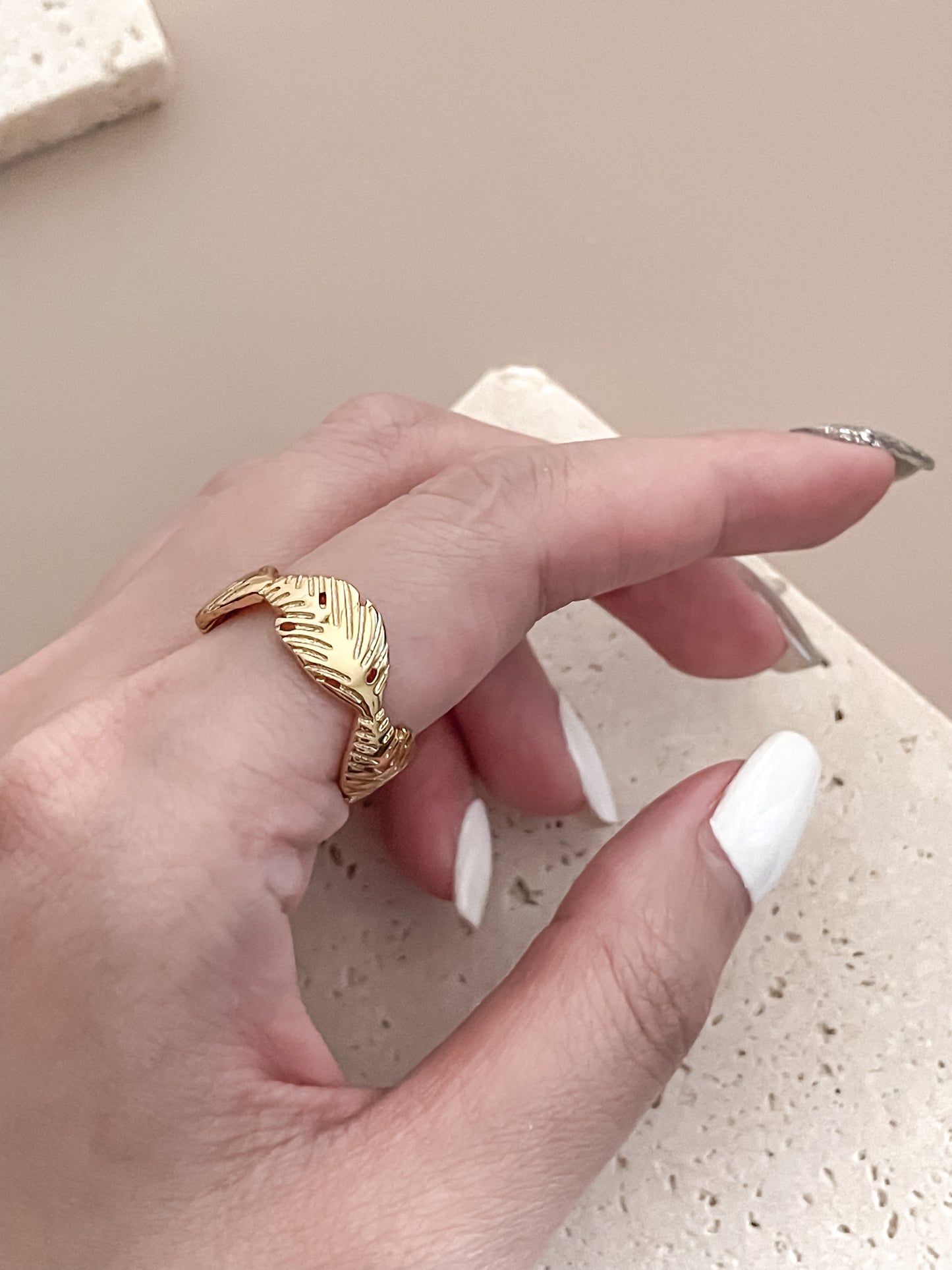 Gold Feather Ring
