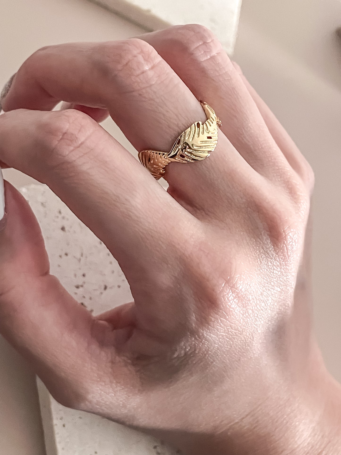 Gold Feather Ring