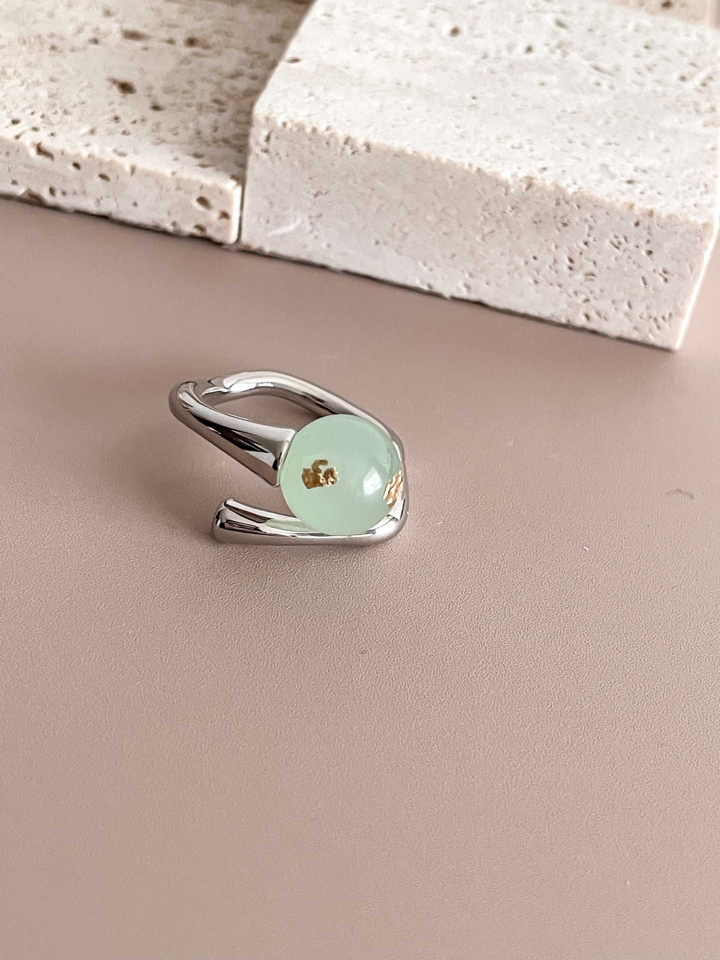 Asymmetric Platinum Plated Gemstone Ring