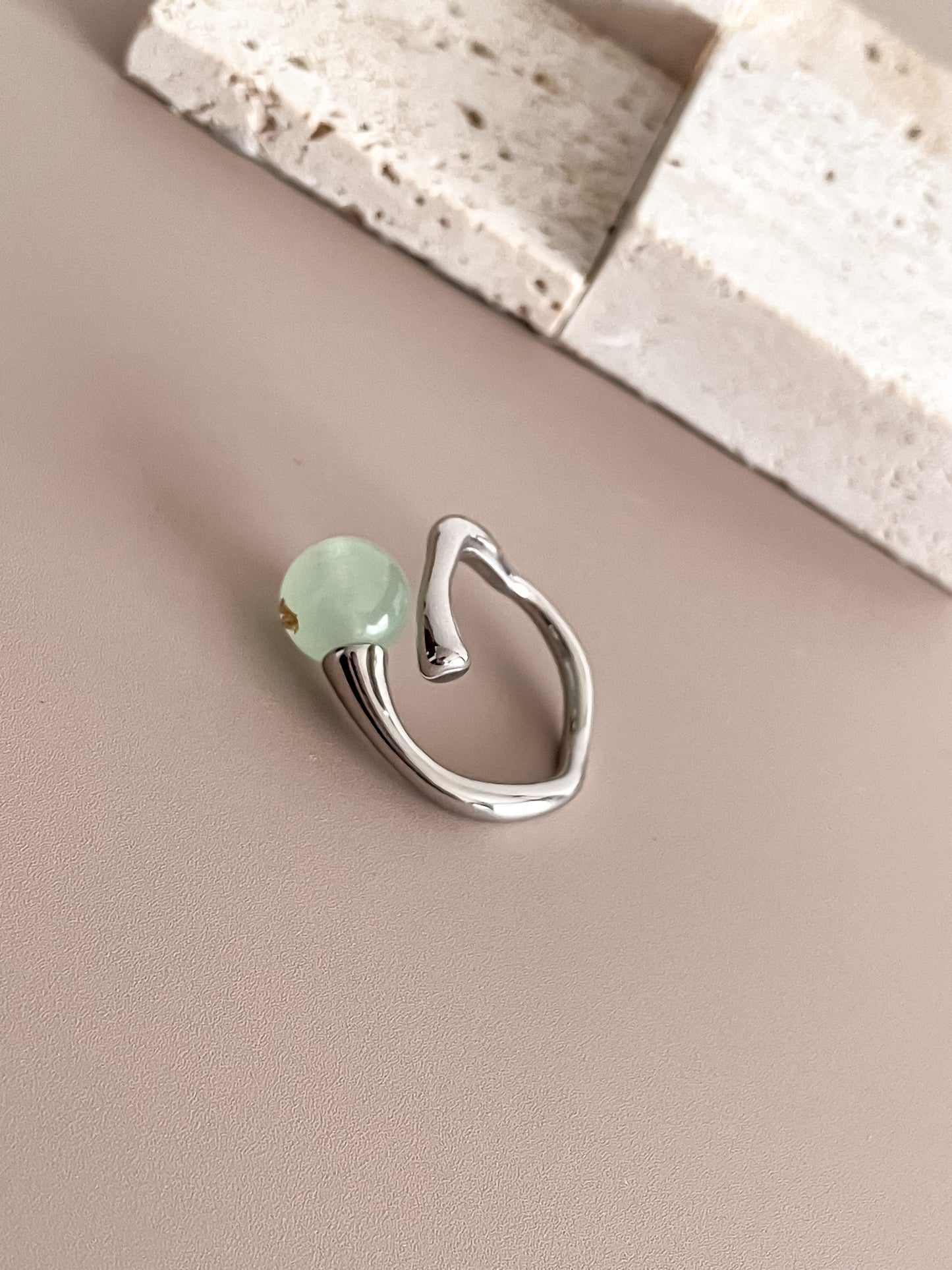 Asymmetric Platinum Plated Gemstone Ring
