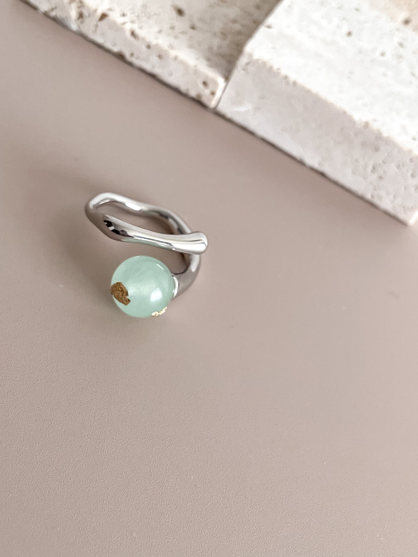 Asymmetric Platinum Plated Gemstone Ring