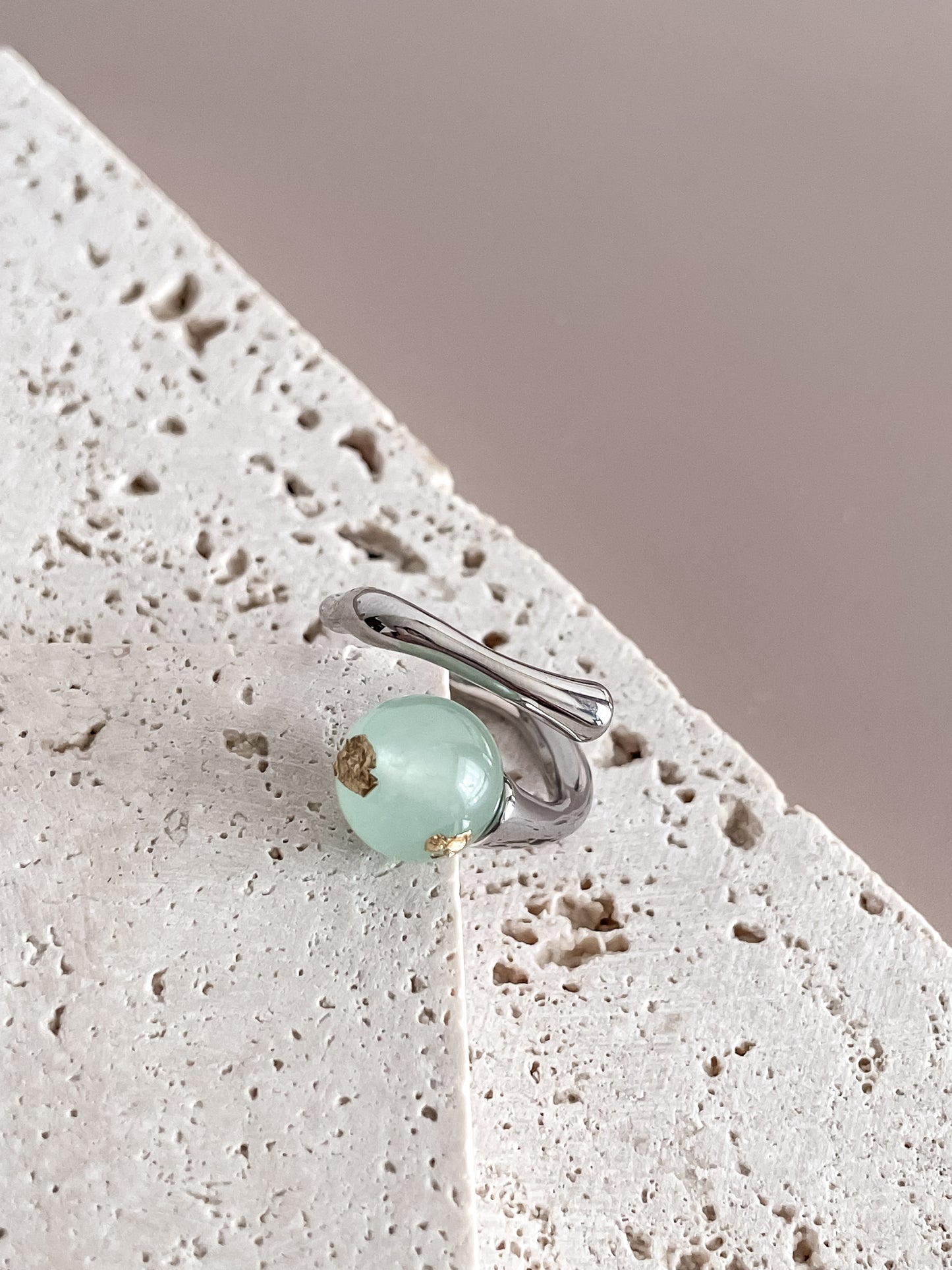 Asymmetric Platinum Plated Gemstone Ring