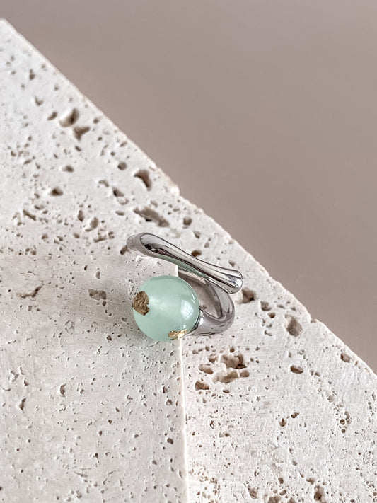 Asymmetric Platinum Plated Gemstone Ring