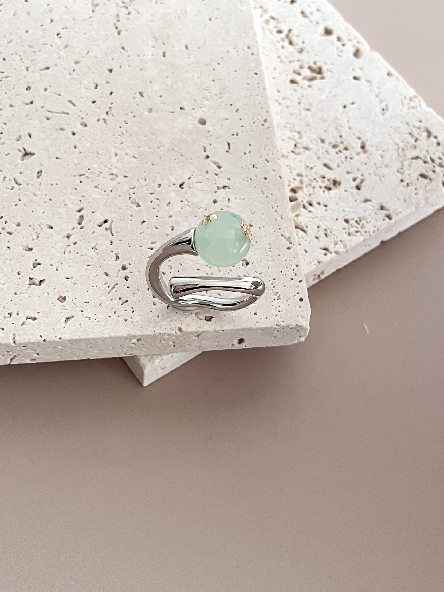 Asymmetric Platinum Plated Gemstone Ring
