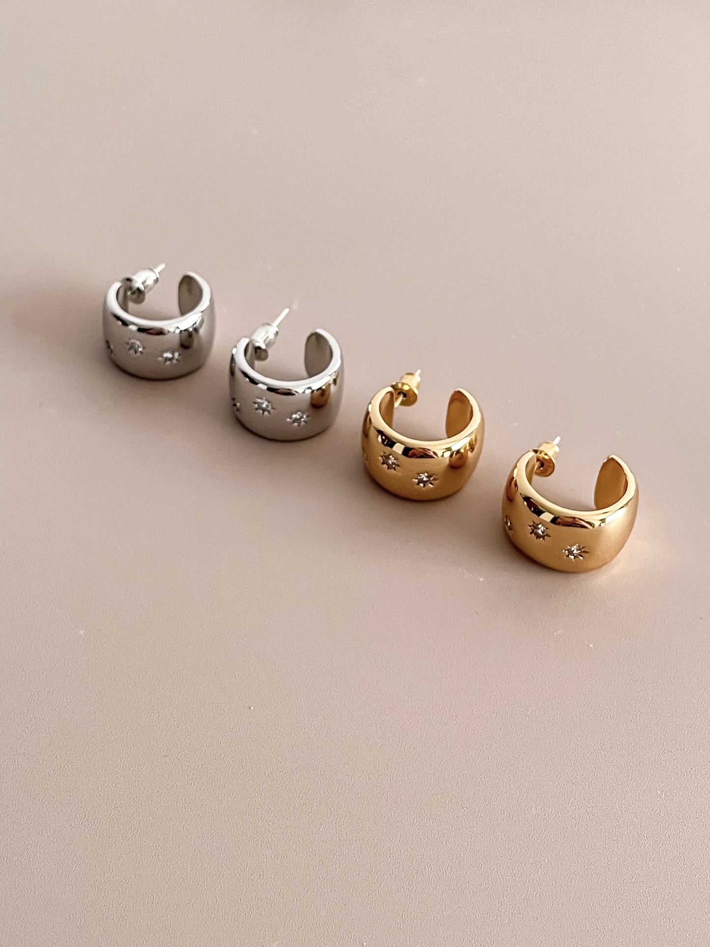 Chunky C-shape Zircon Earrings