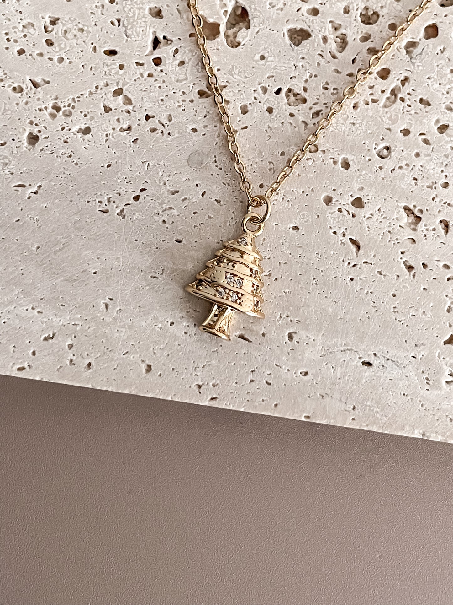 Zirconia Christmas Tree Necklace