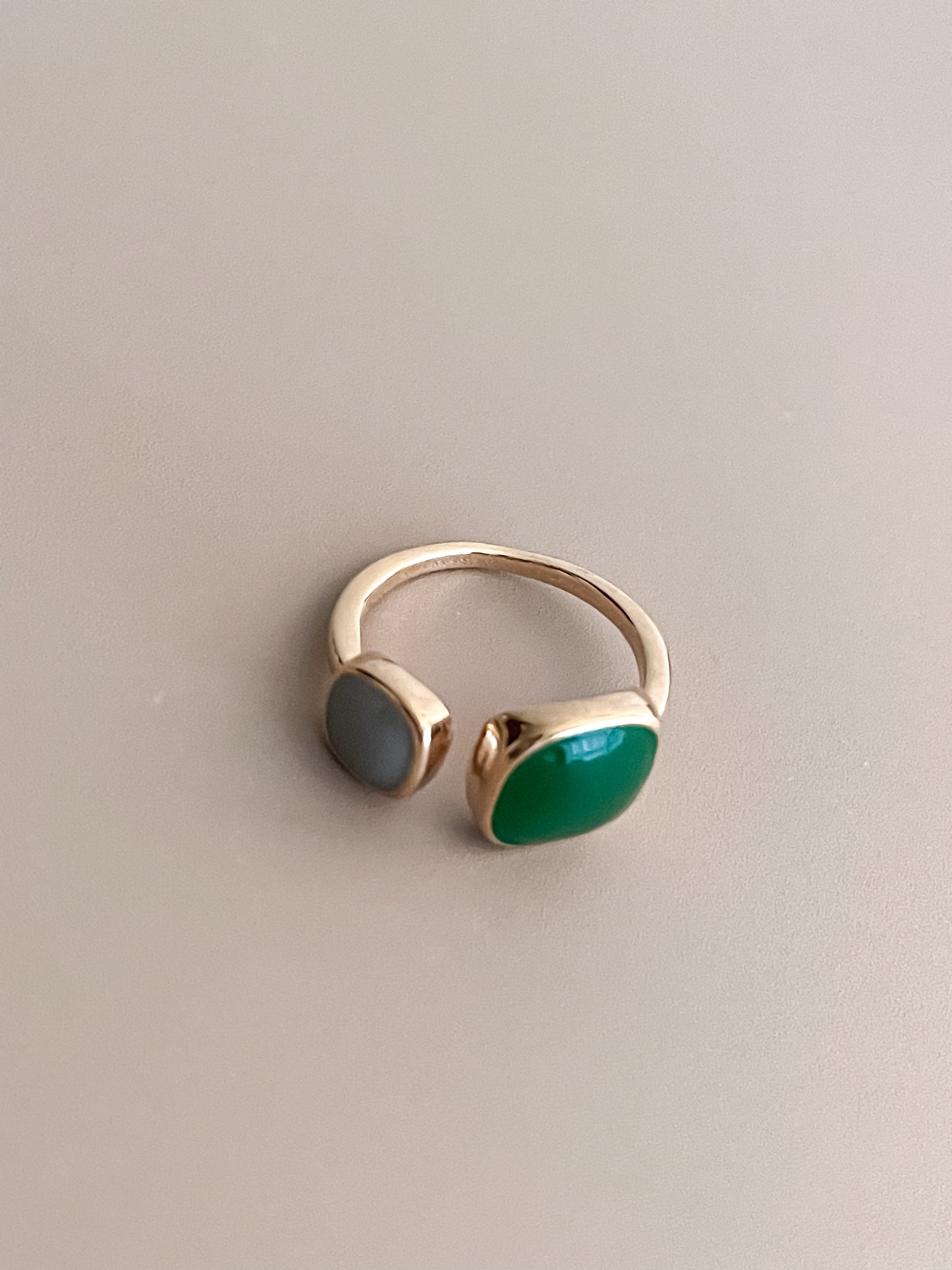 Asymmetric Green Enamel Ring