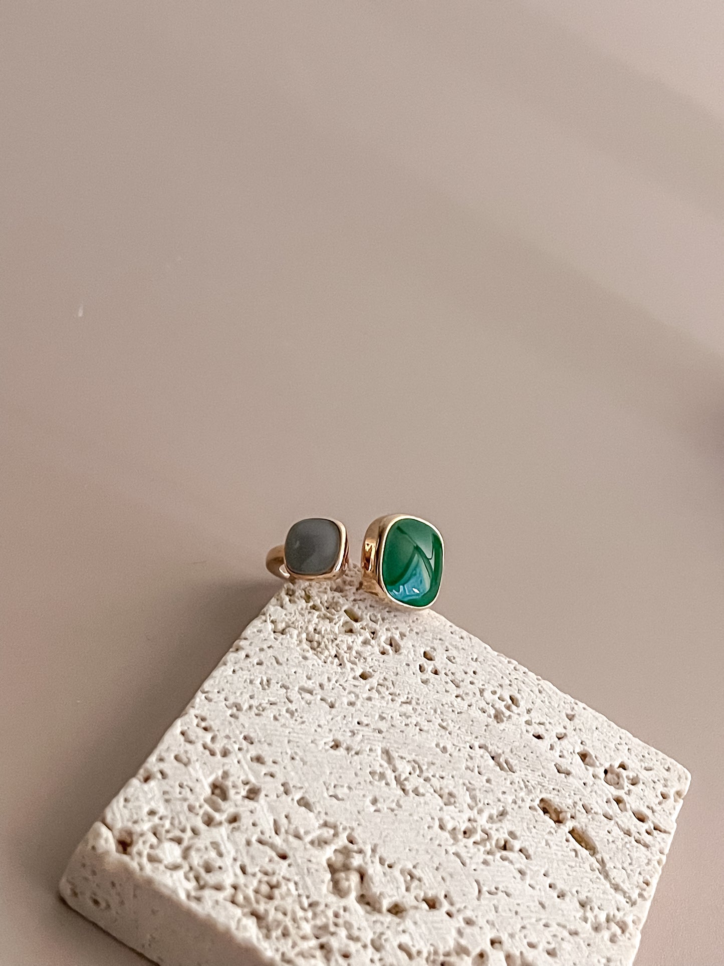 Asymmetric Green Enamel Ring