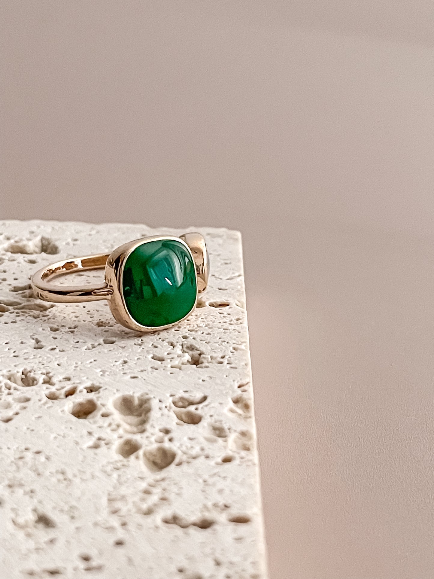 Asymmetric Green Enamel Ring