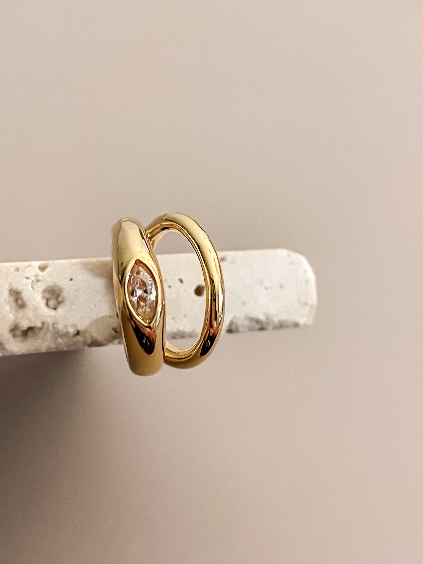 Minimalist 18K Gold Ring Inspired Zirconia Ear Cuffs