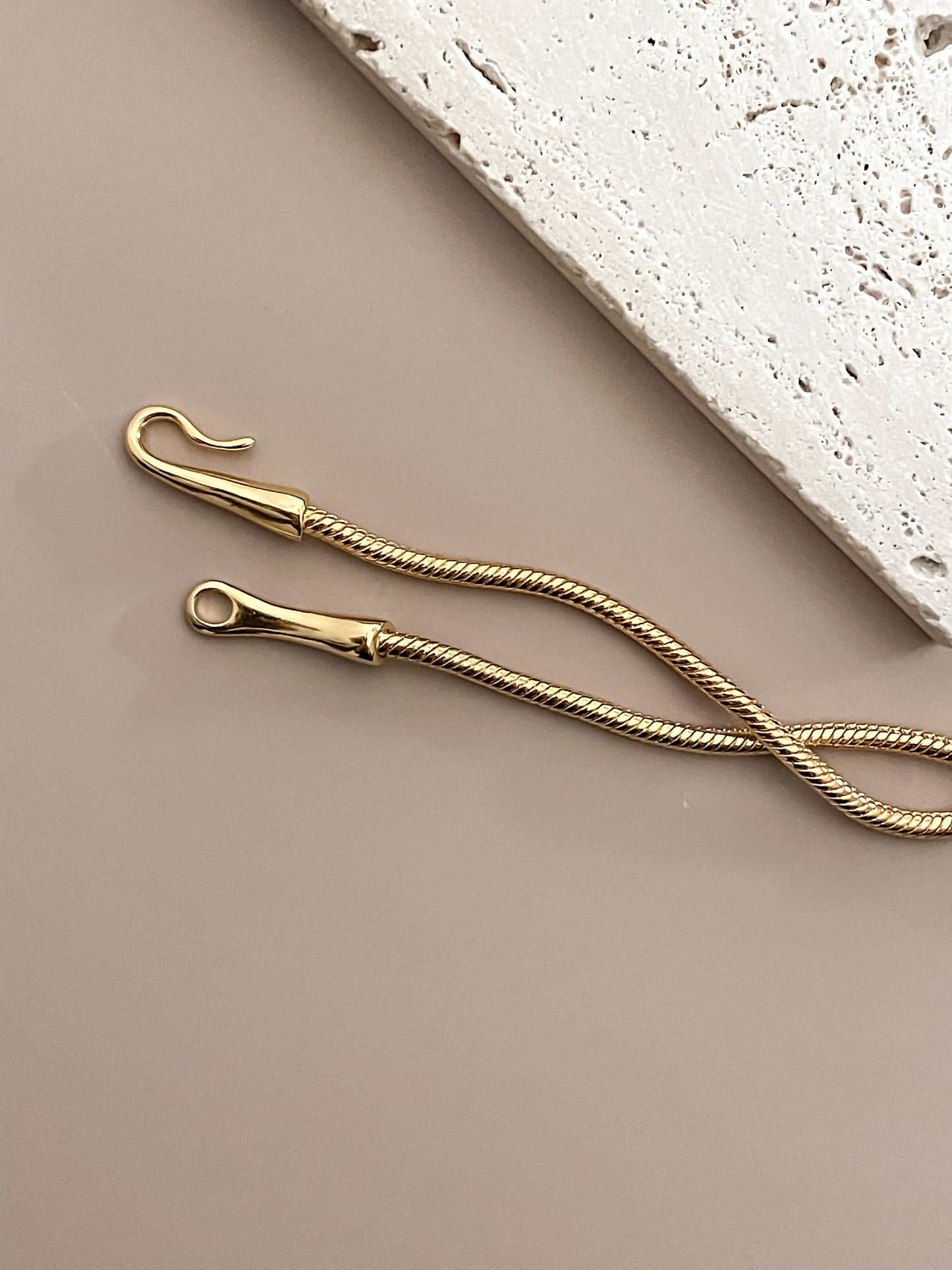 Minimalist Unique Hook Closure 18K Gold Plated Snake Chain