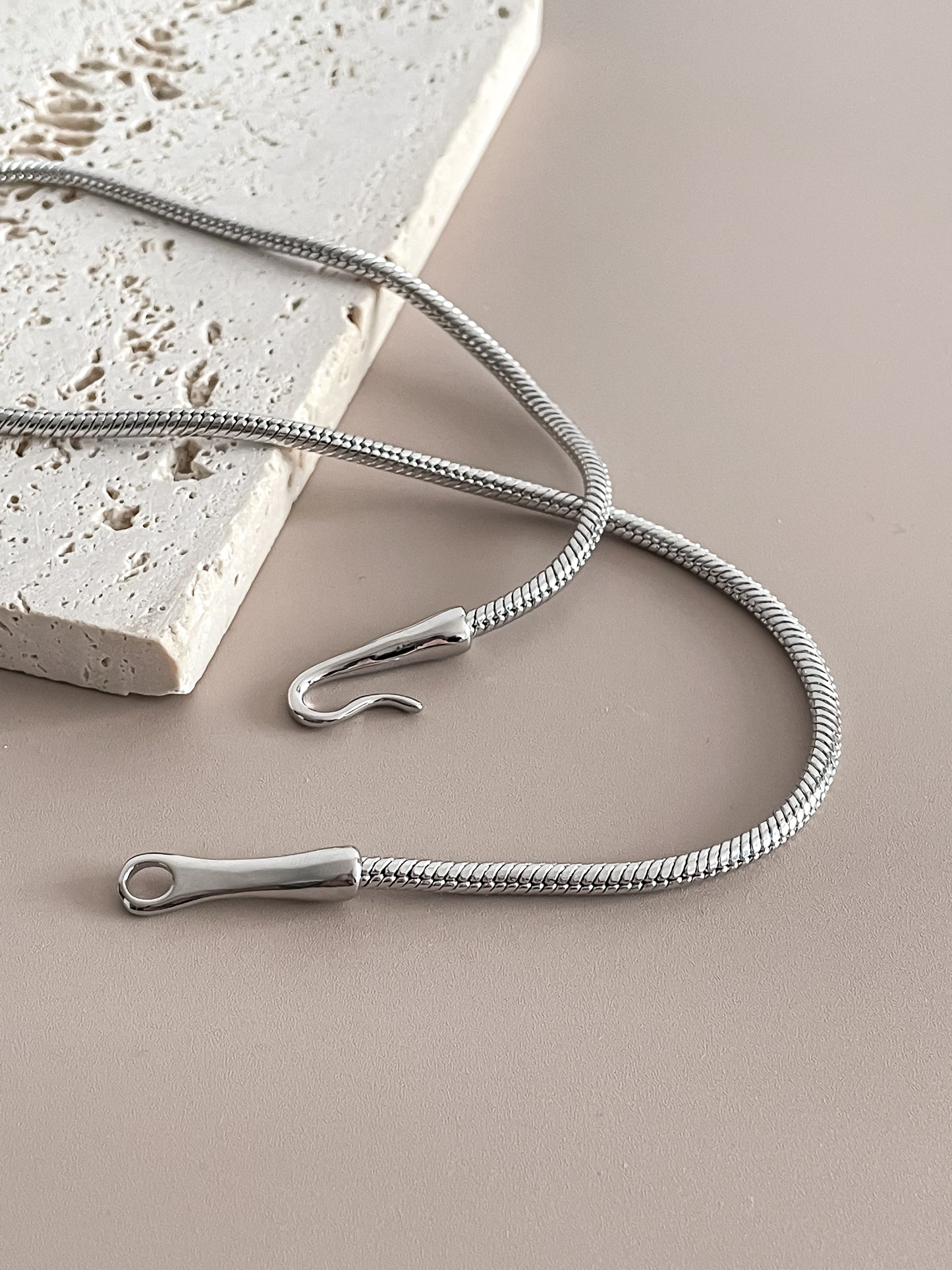 Minimalist Unique Hook Closure 18K Gold Plated Snake Chain