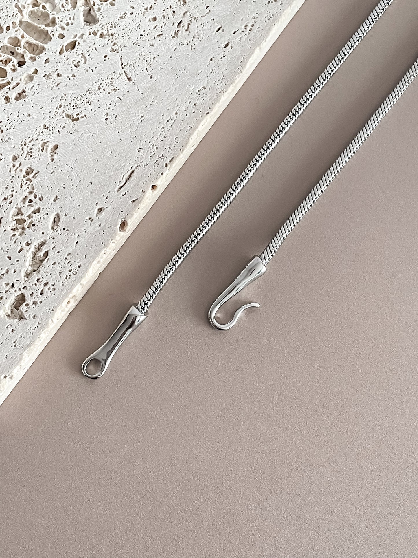 Minimalist Unique Hook Closure 18K Gold Plated Snake Chain