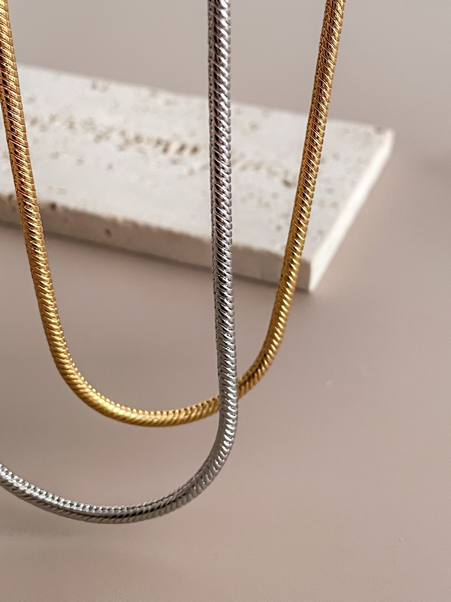 Minimalist Unique Hook Closure 18K Gold Plated Snake Chain