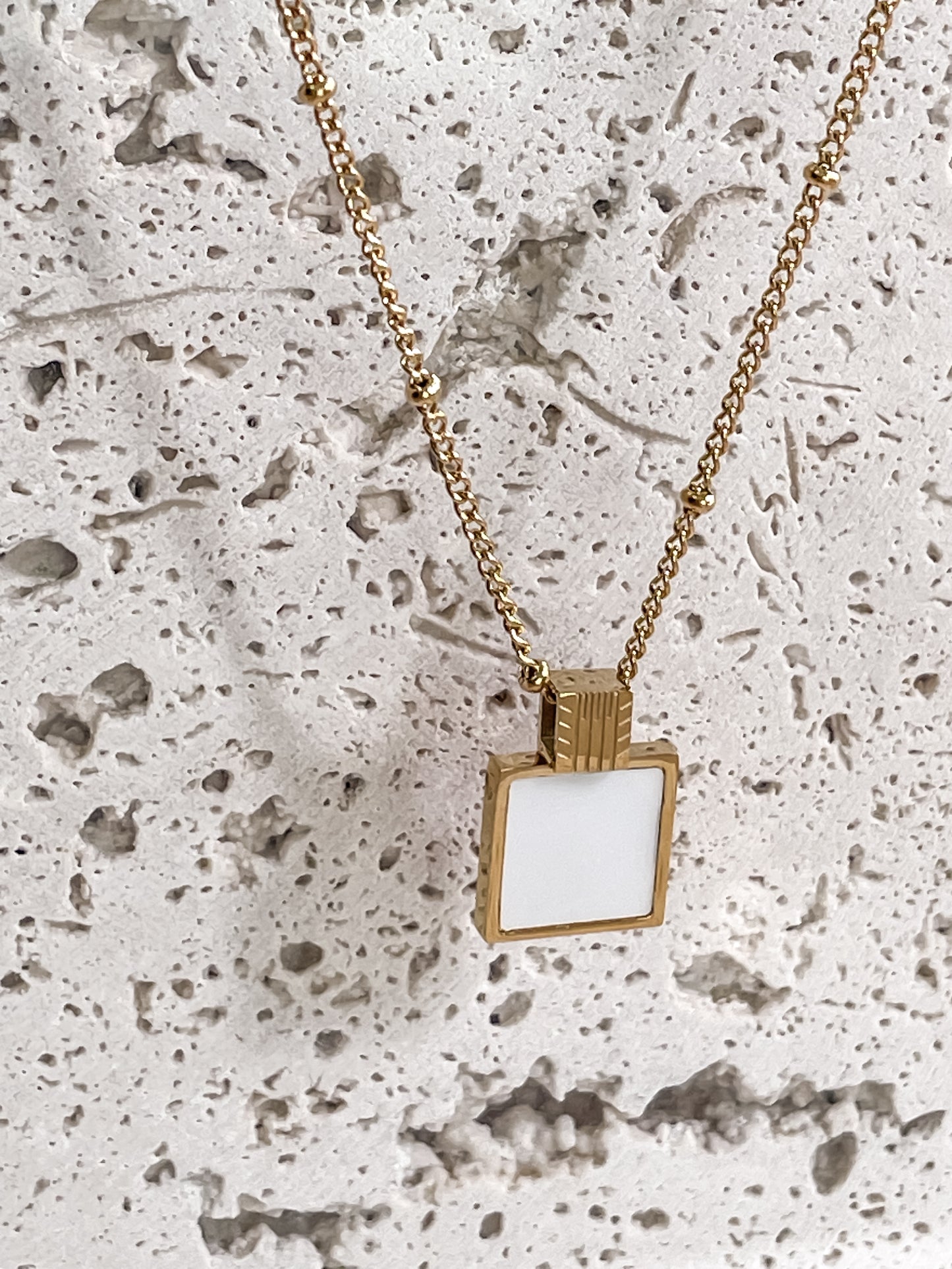 MOP Square Pendant Necklace