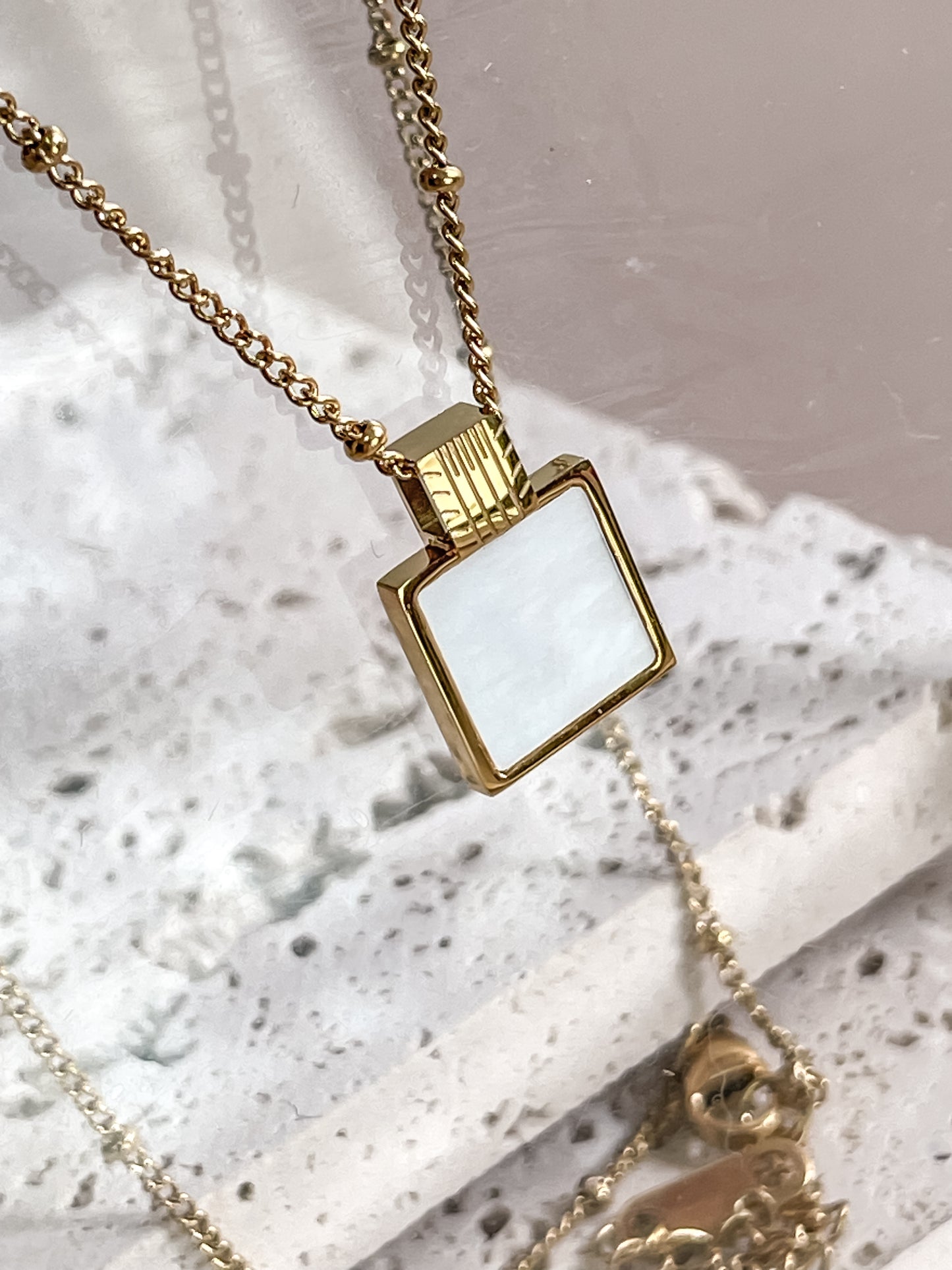 MOP Square Pendant Necklace