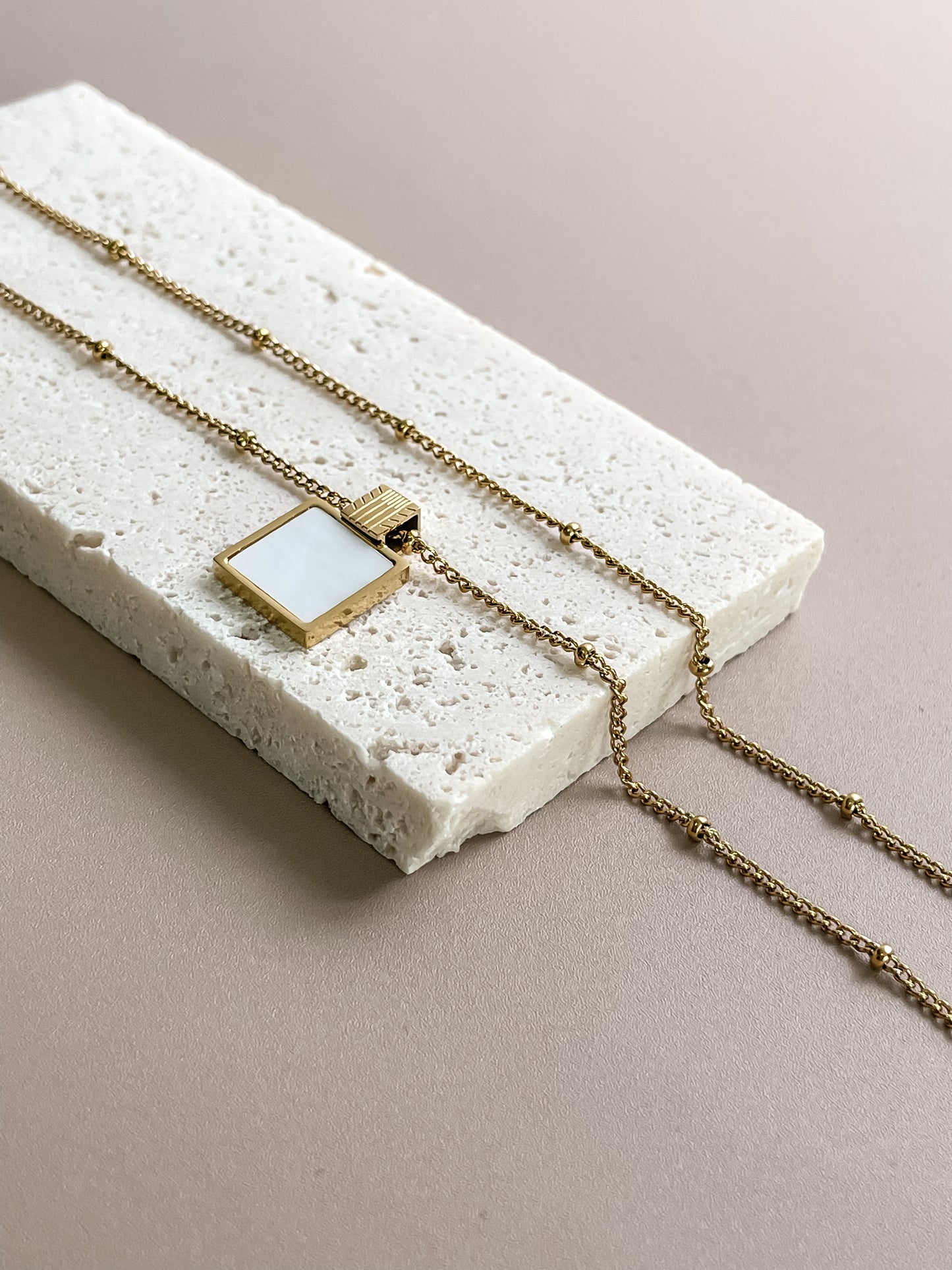 MOP Square Pendant Necklace
