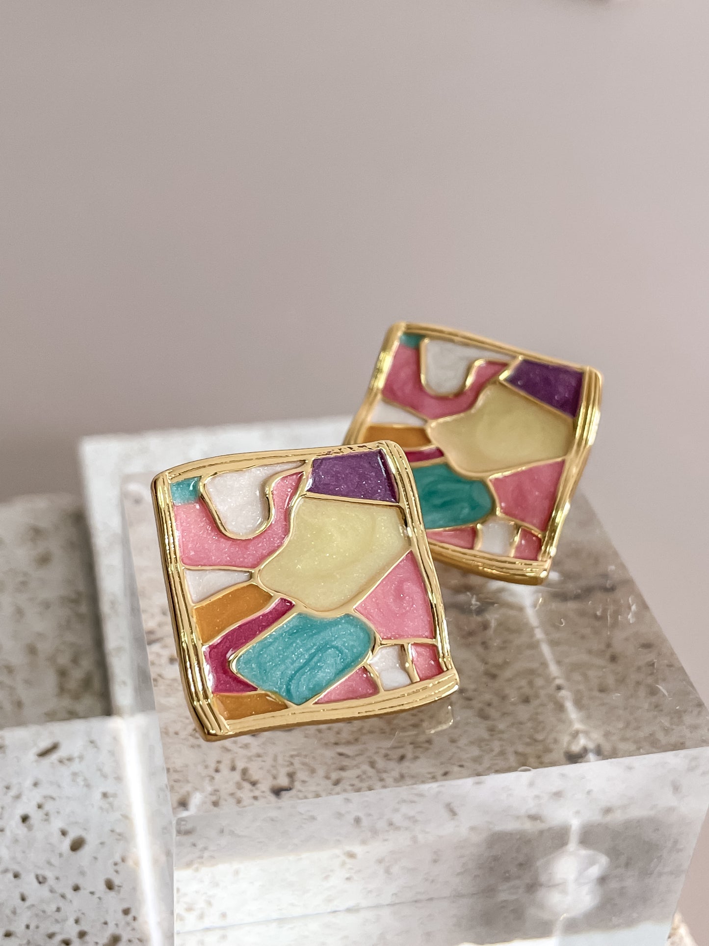 Colorful Enamel Painting Earrings