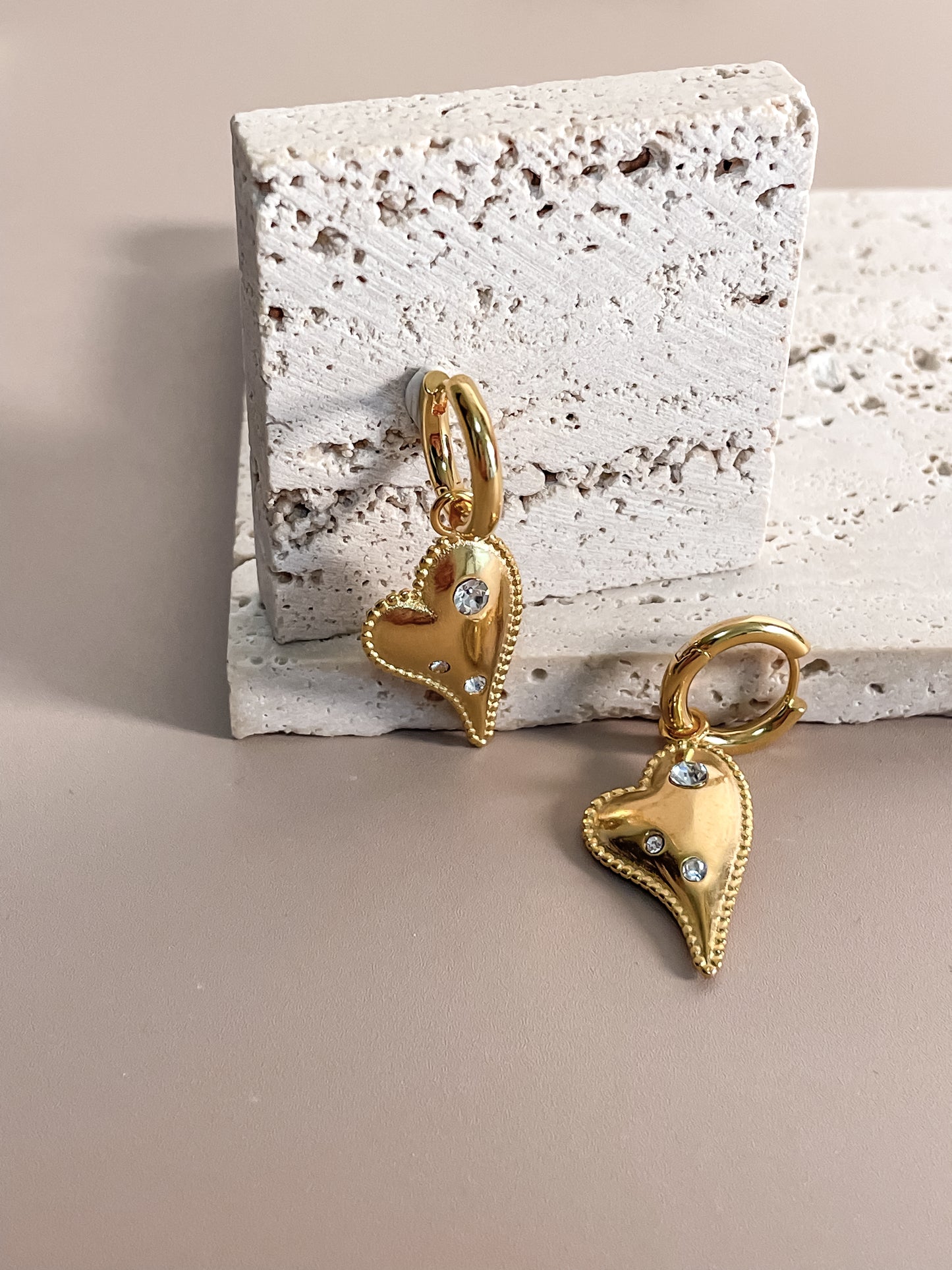 Heart Pendant On Huggie Hoops