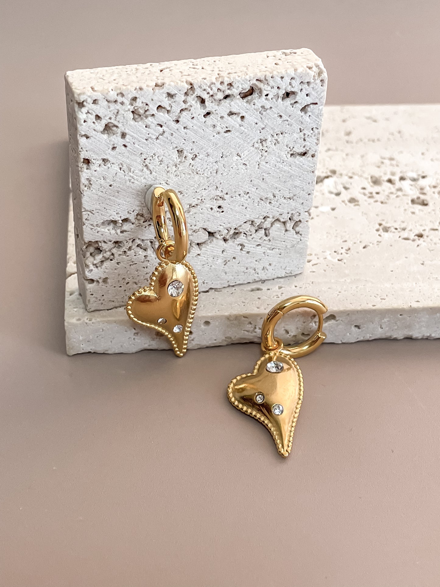 Heart Pendant On Huggie Hoops