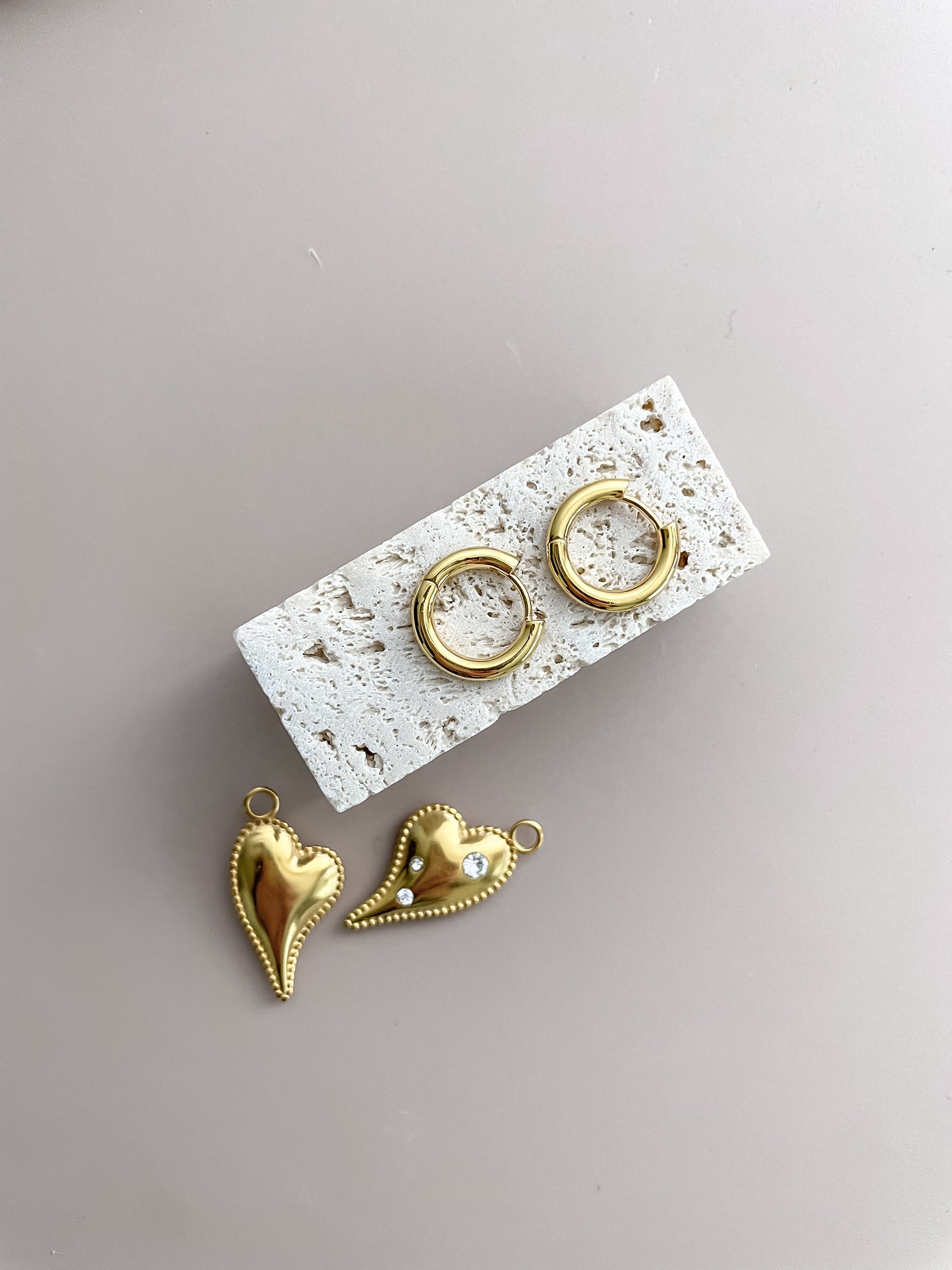 Heart Pendant On Huggie Hoops