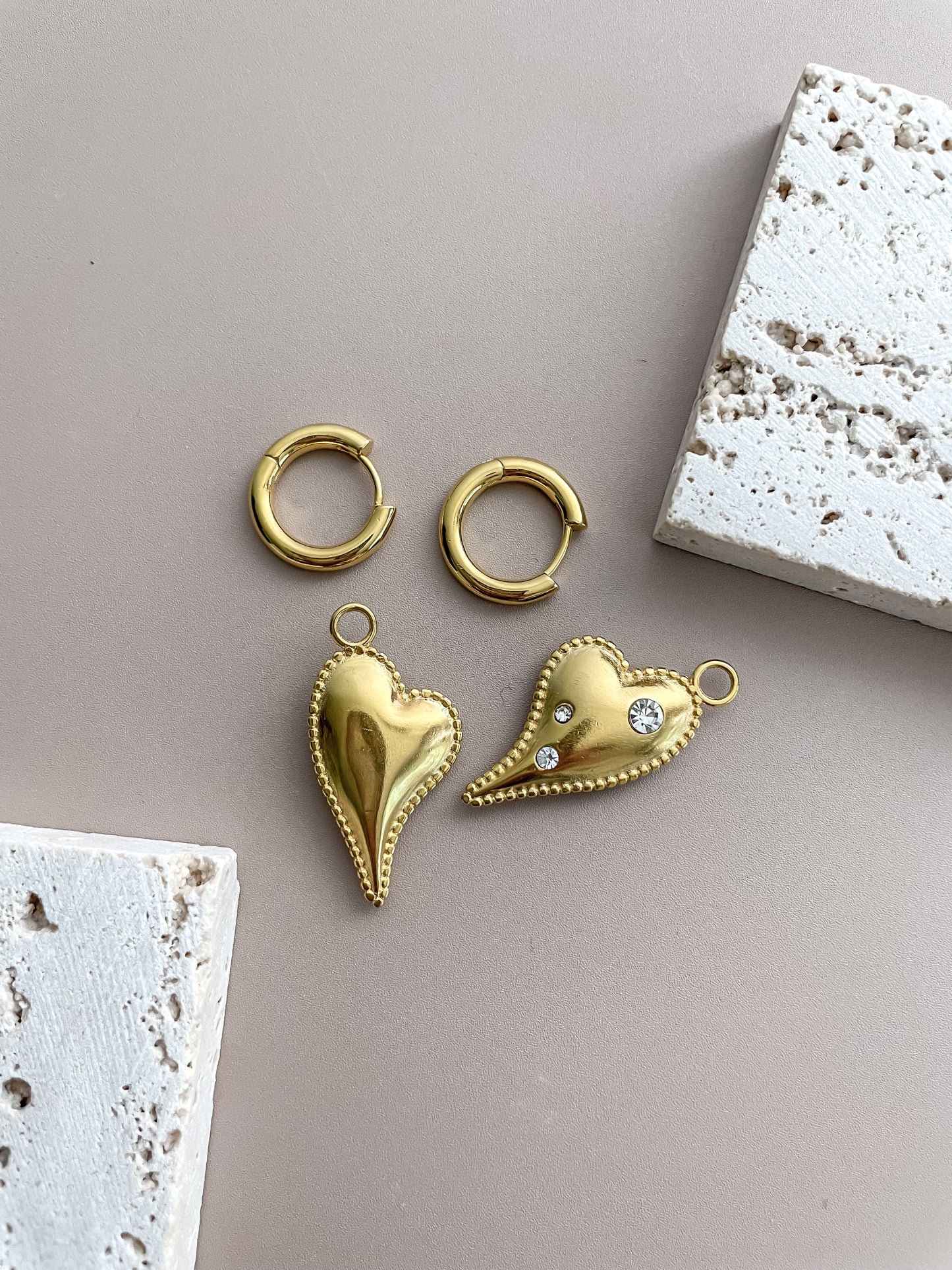Heart Pendant On Huggie Hoops