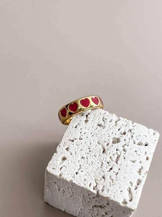 Red Enamel Heart Ring