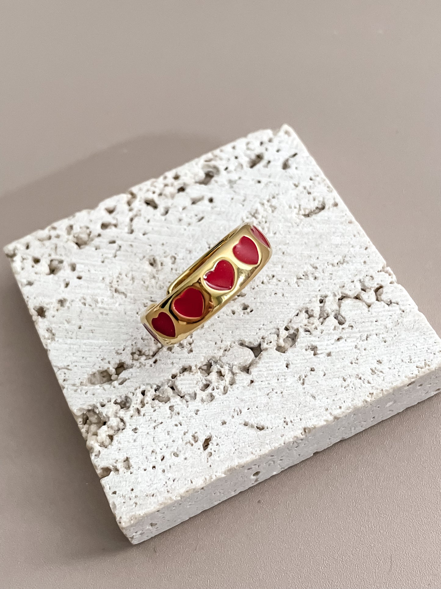 Red Enamel Heart Ring