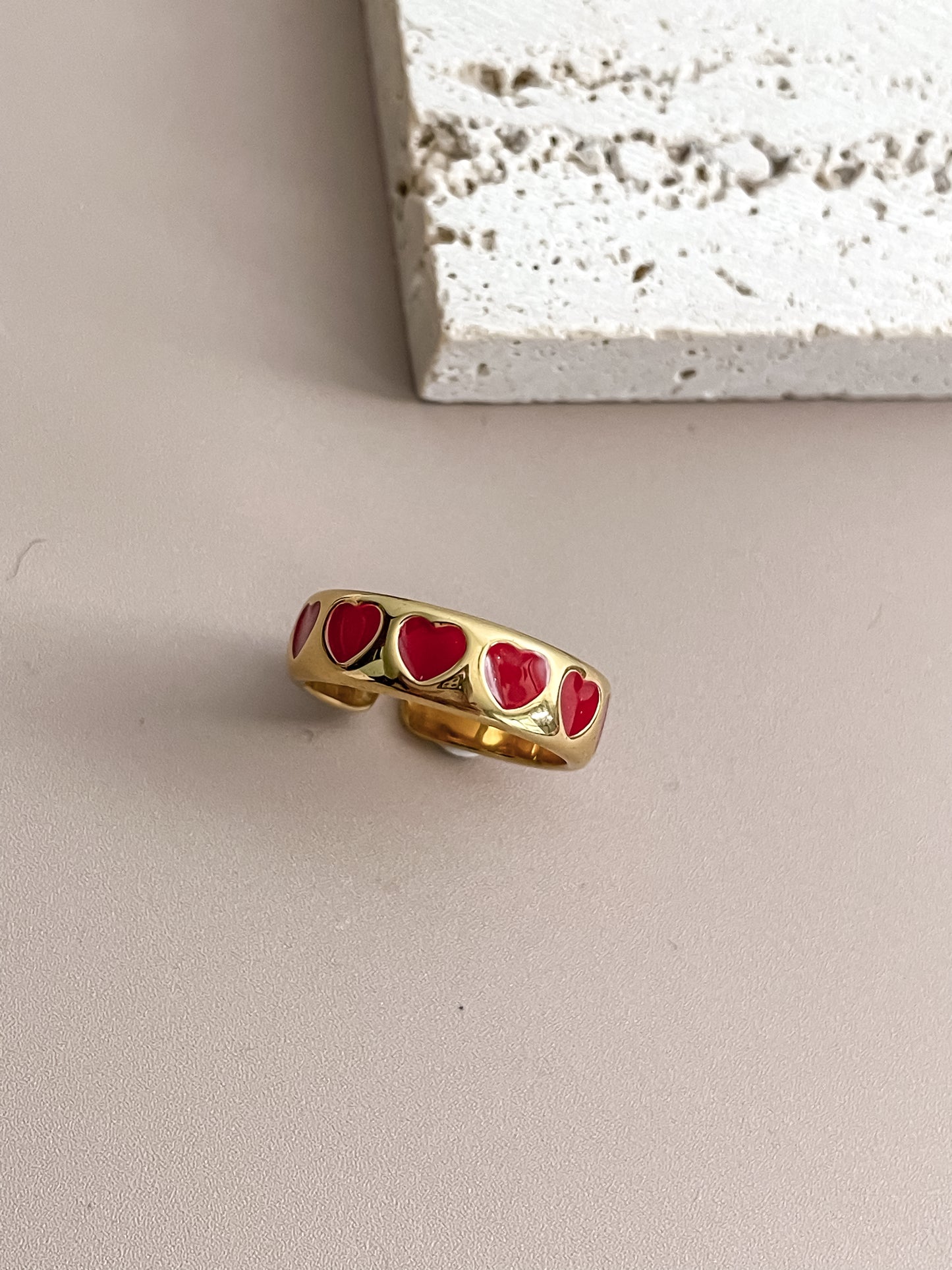 Red Enamel Heart Ring