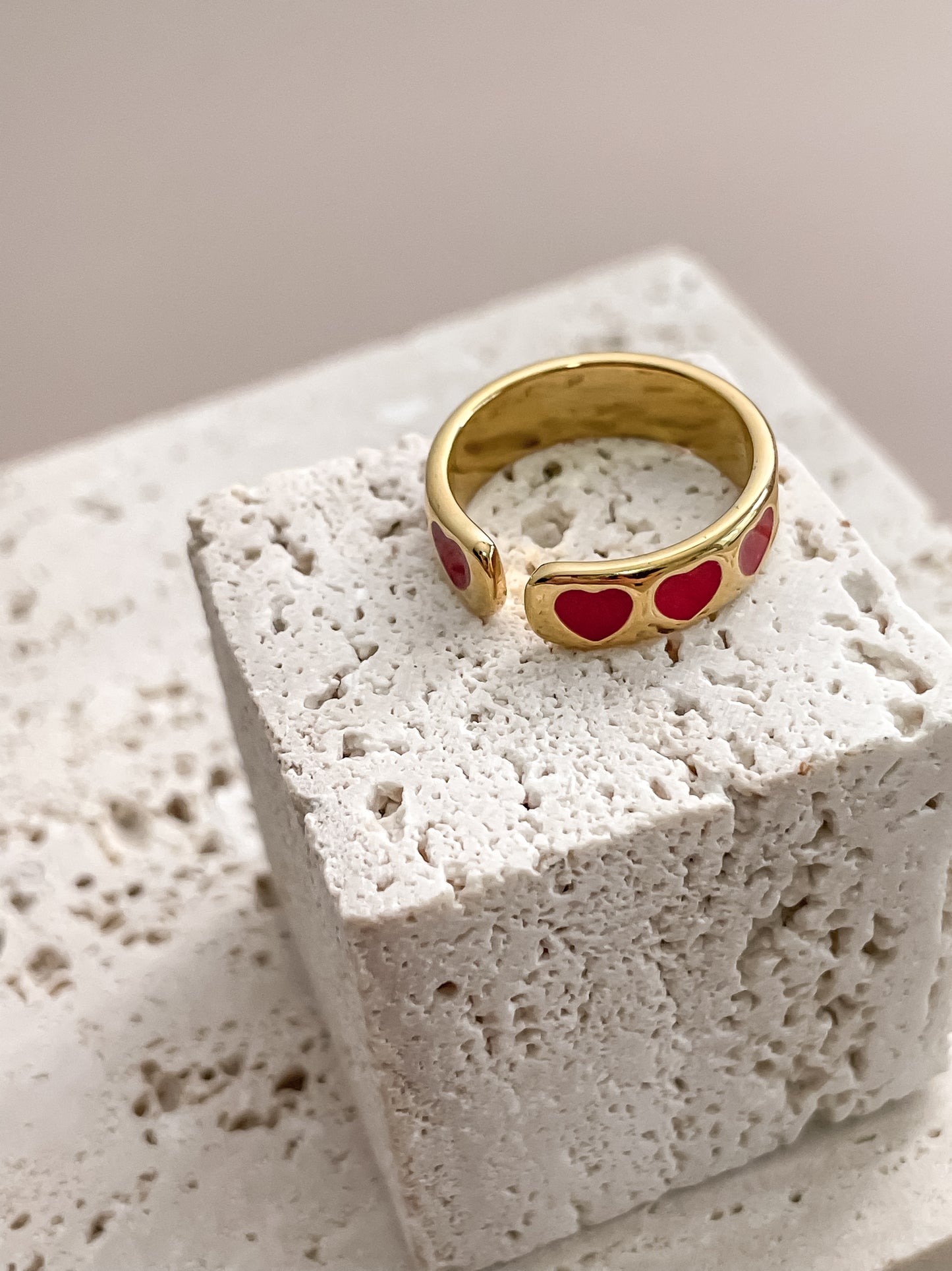Red Enamel Heart Ring
