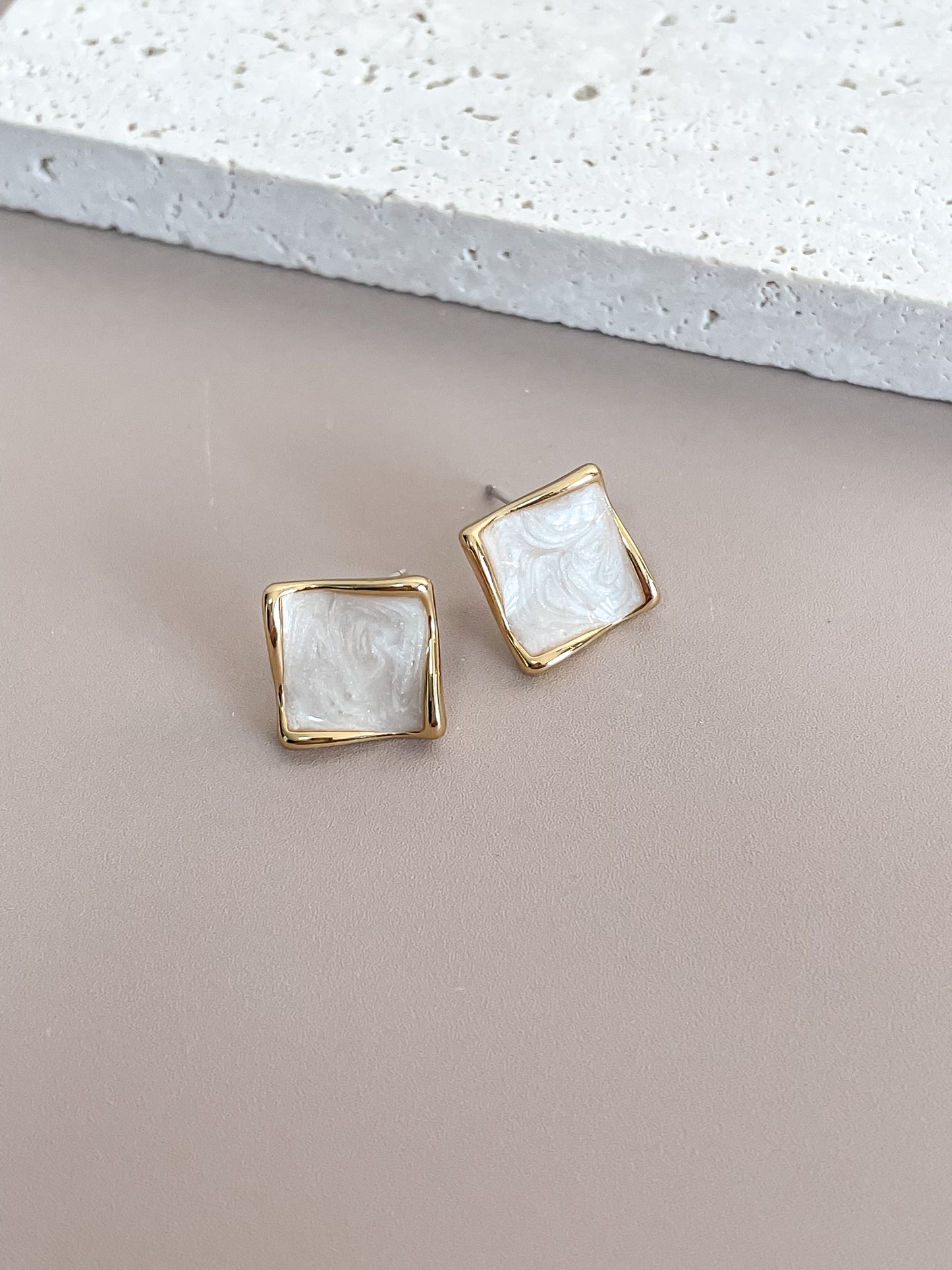 Enamel Square Earrings