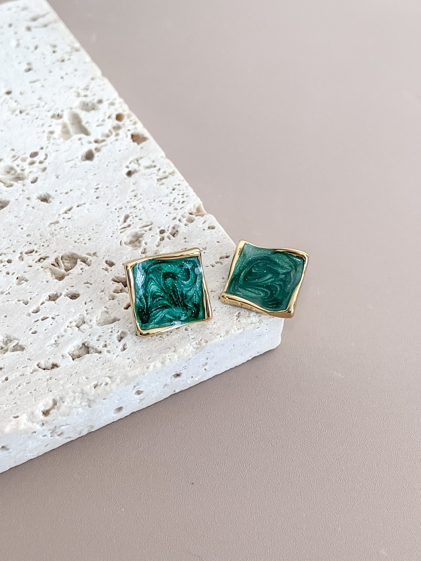 Enamel Square Earrings