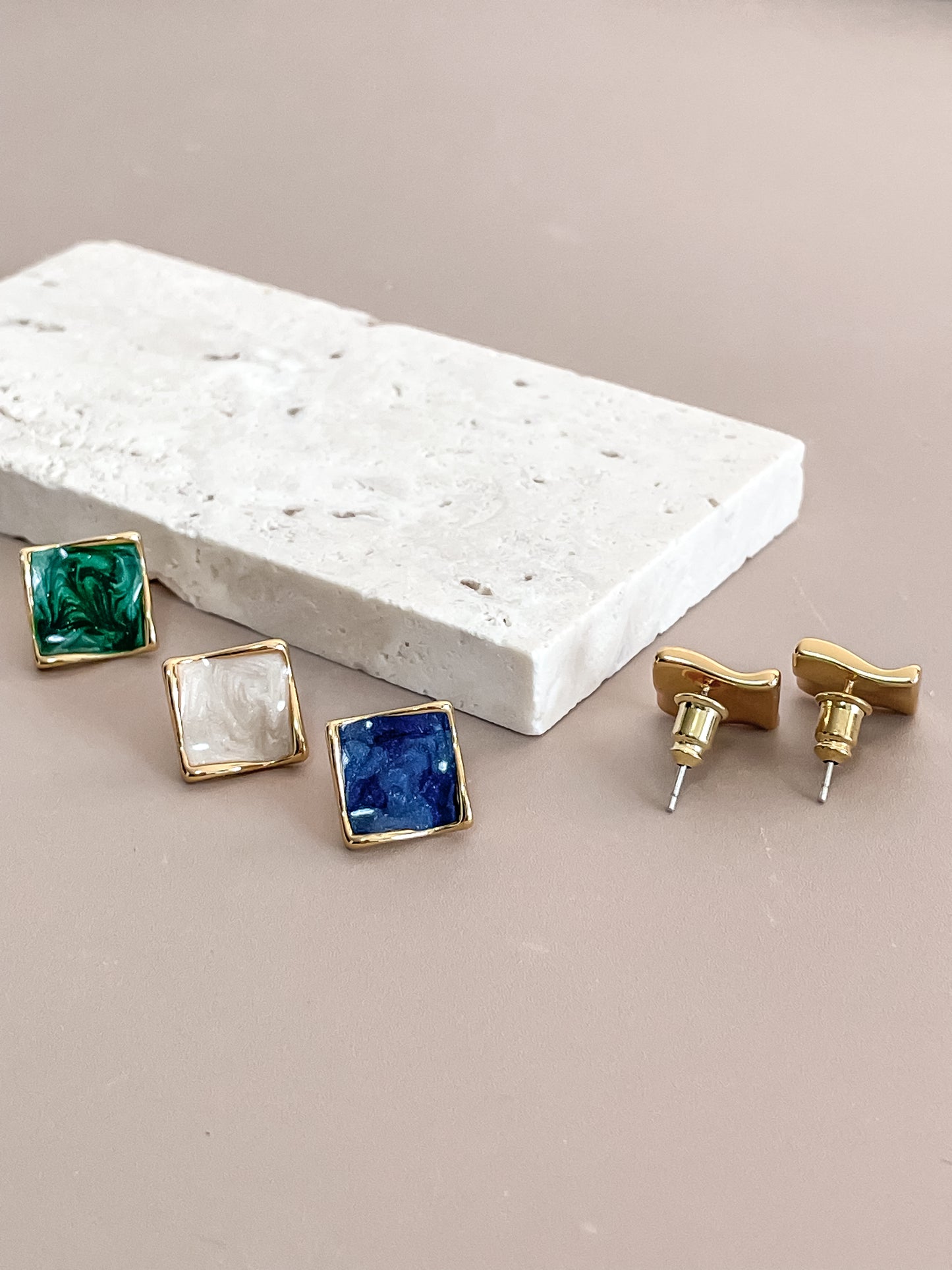 Enamel Square Earrings