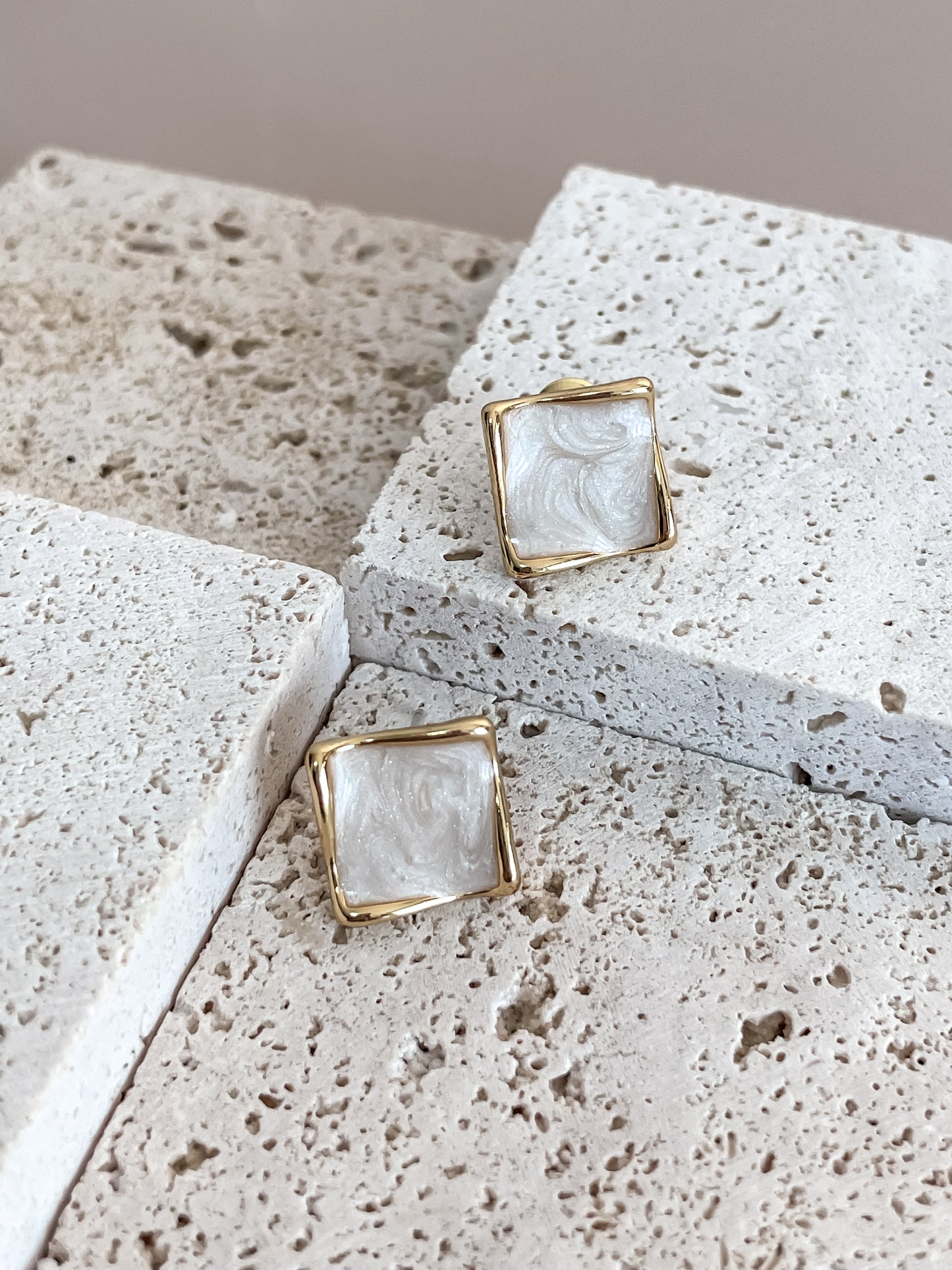 Enamel Square Earrings