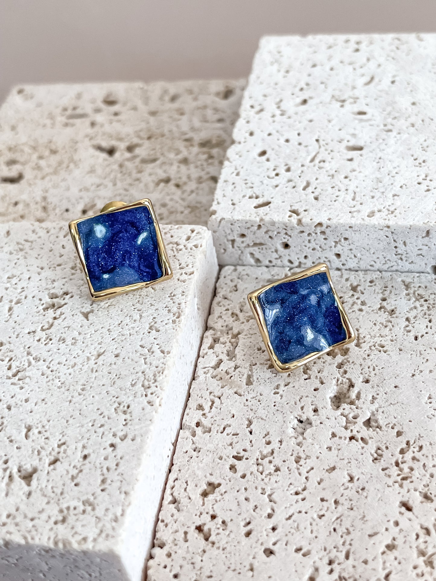 Enamel Square Earrings