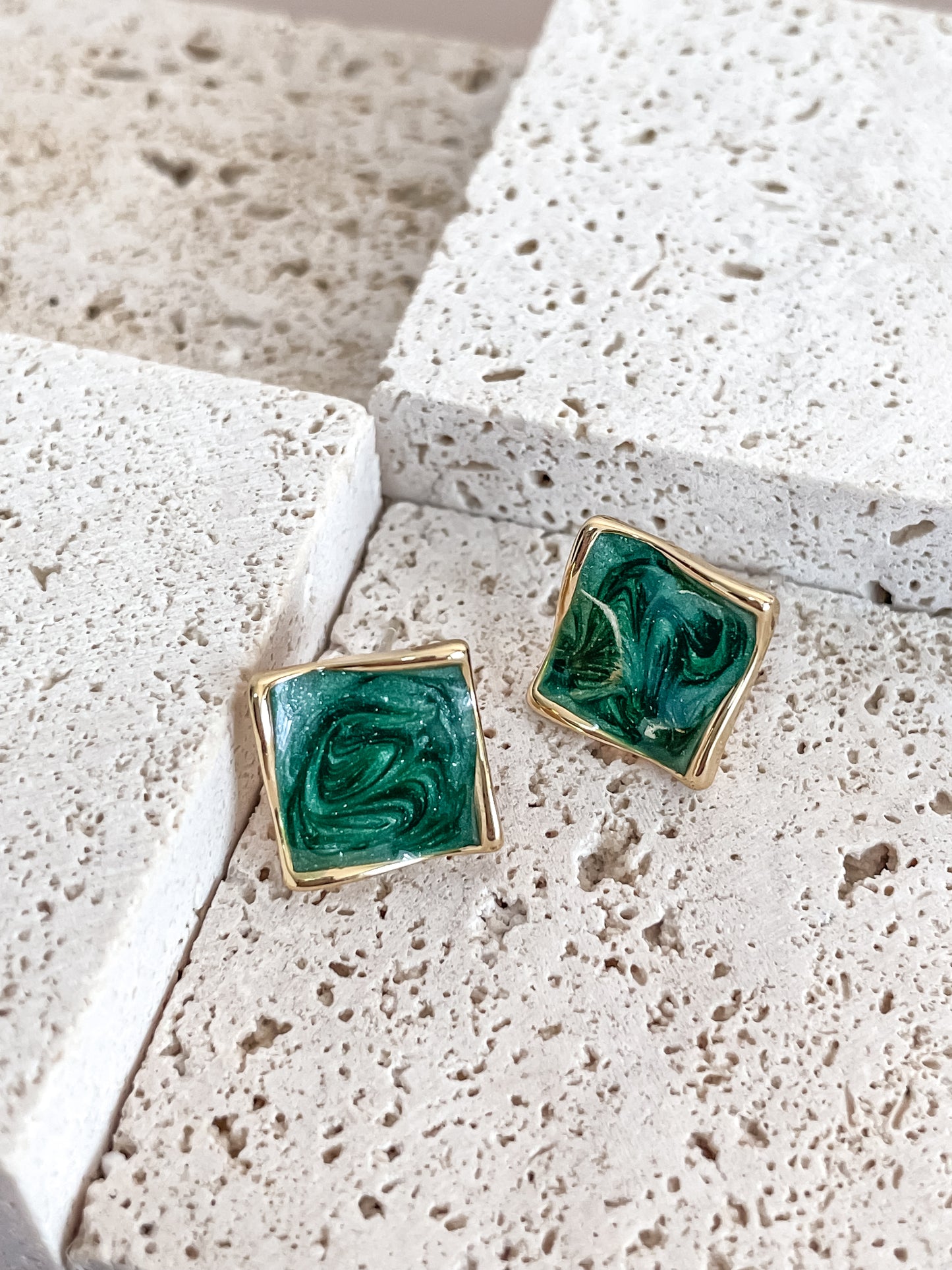 Enamel Square Earrings