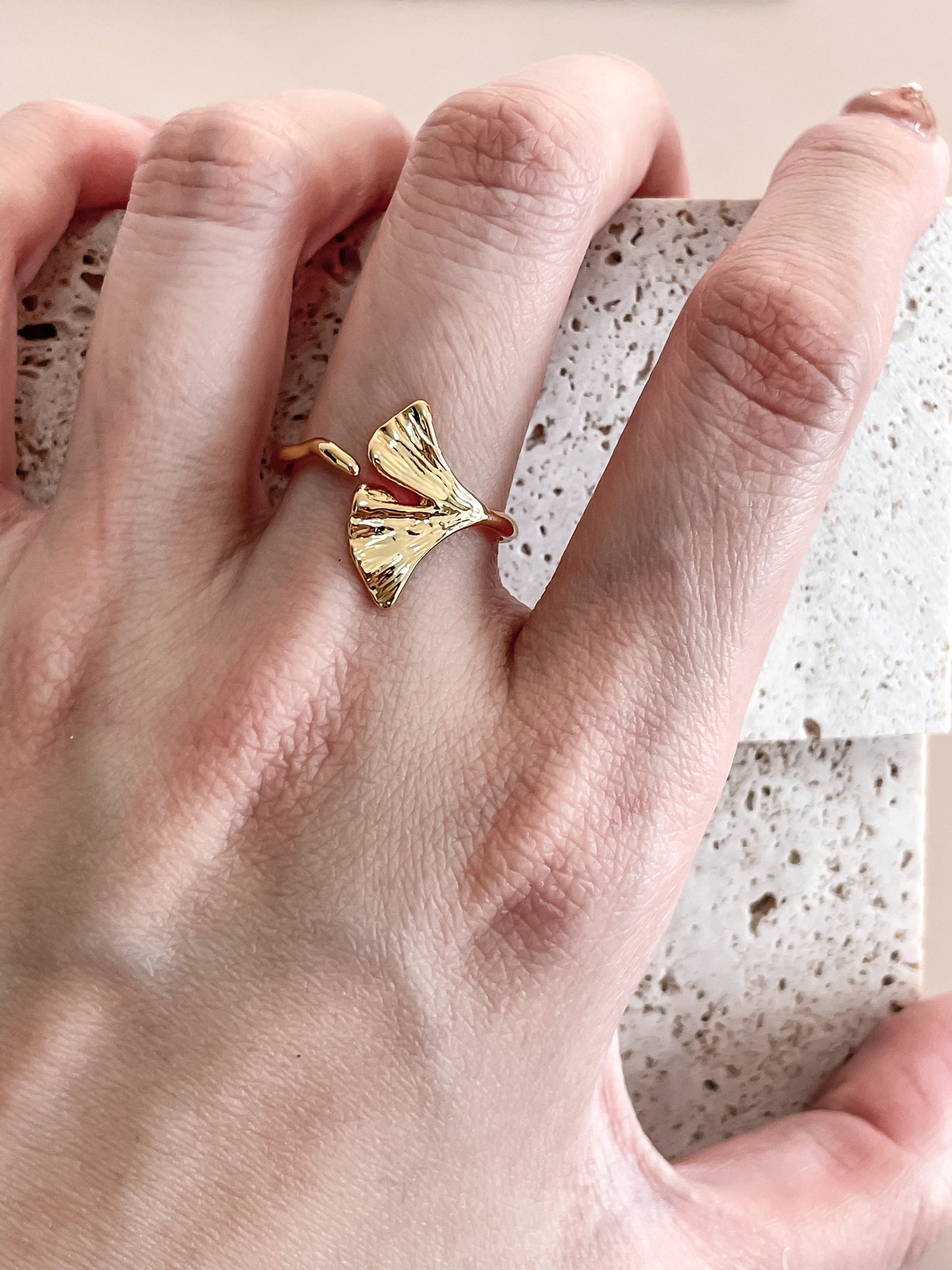 Ginkgo Leaf Open Ring