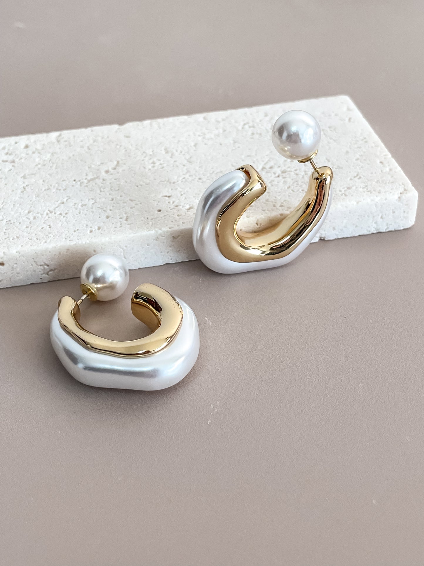 C-Shaped Pearl Earrings