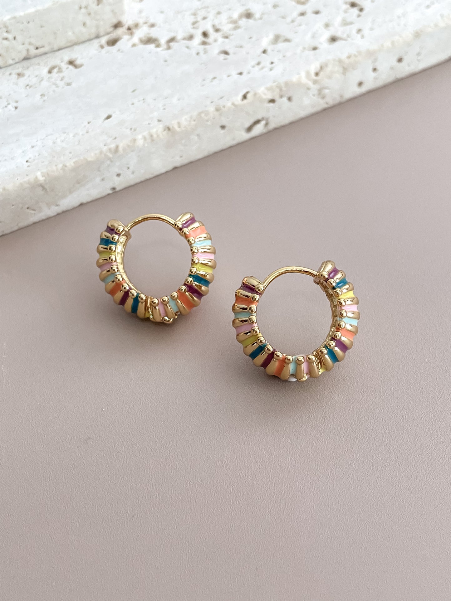 Enamel Rainbow Color Hoops