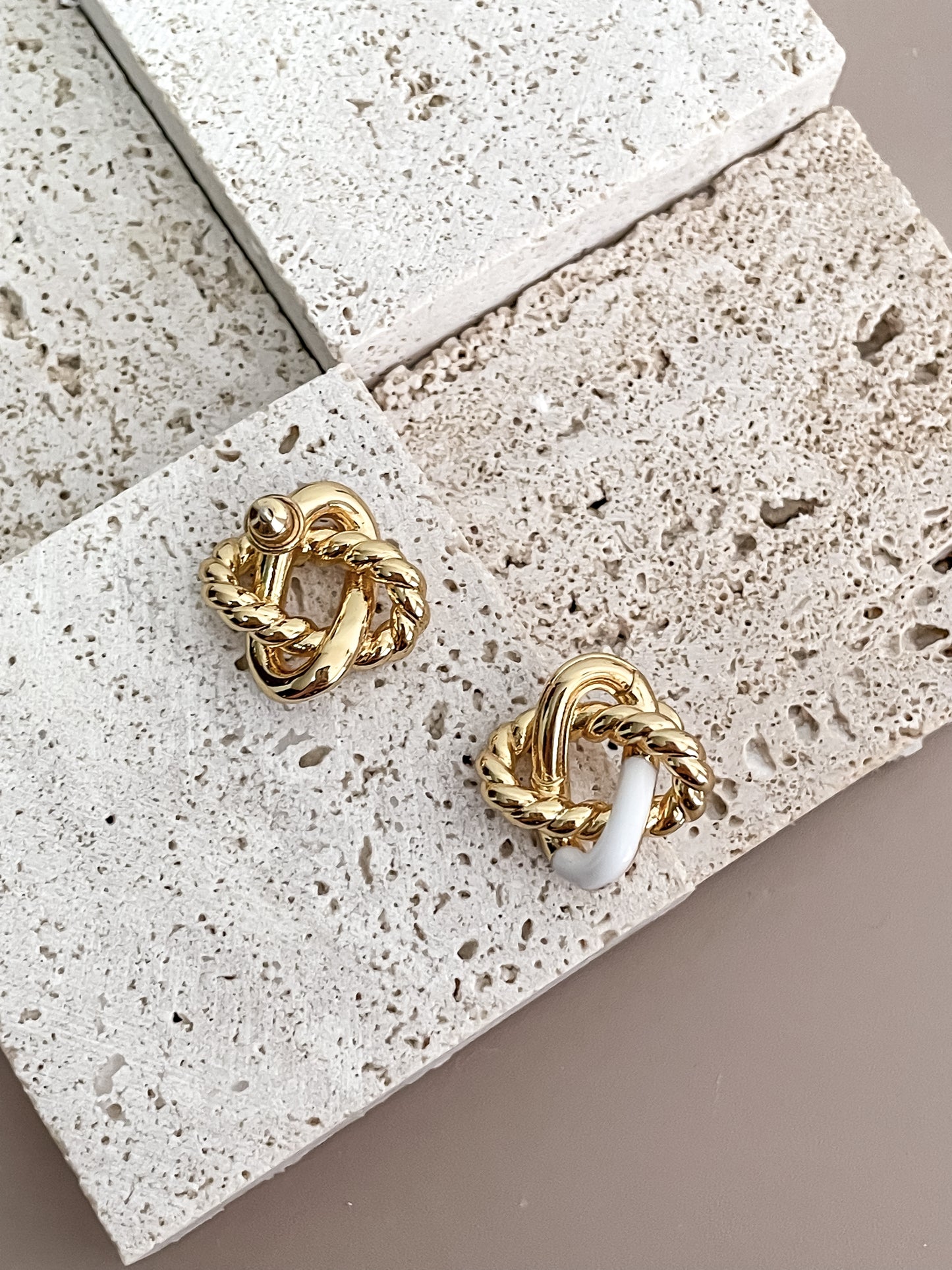 Geometric Twisted Rope Stud Earrings