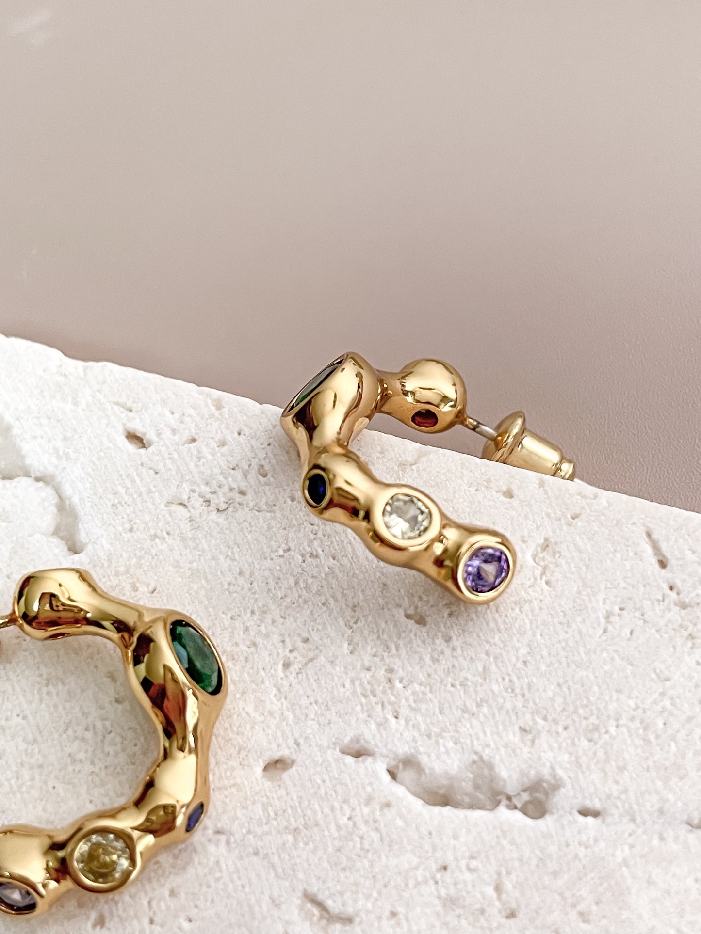 Geometric C-Shaped Stud Earrings