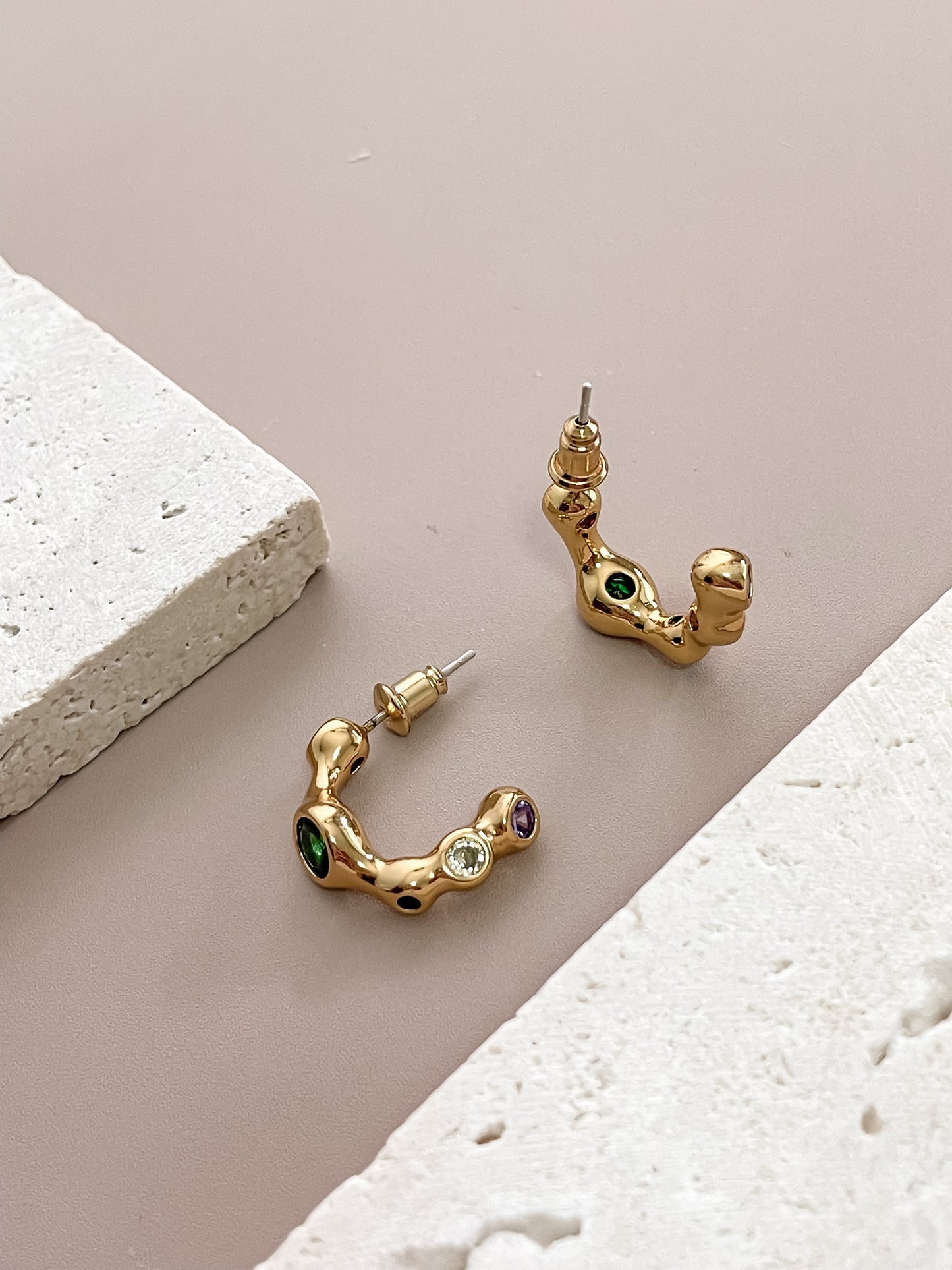 Geometric C-Shaped Stud Earrings