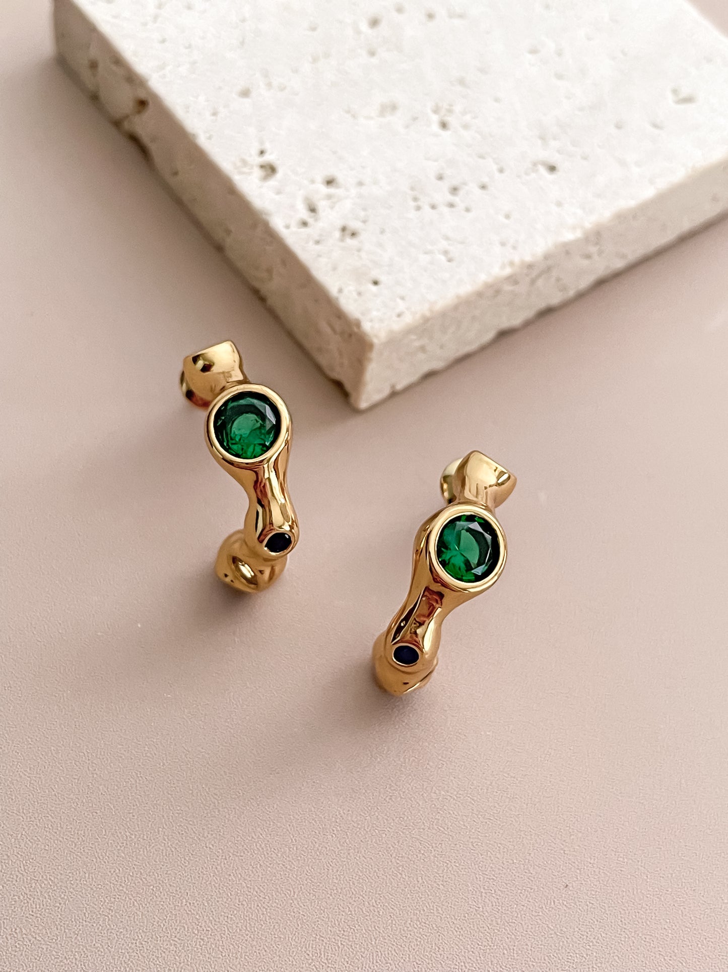 Geometric C-Shaped Stud Earrings