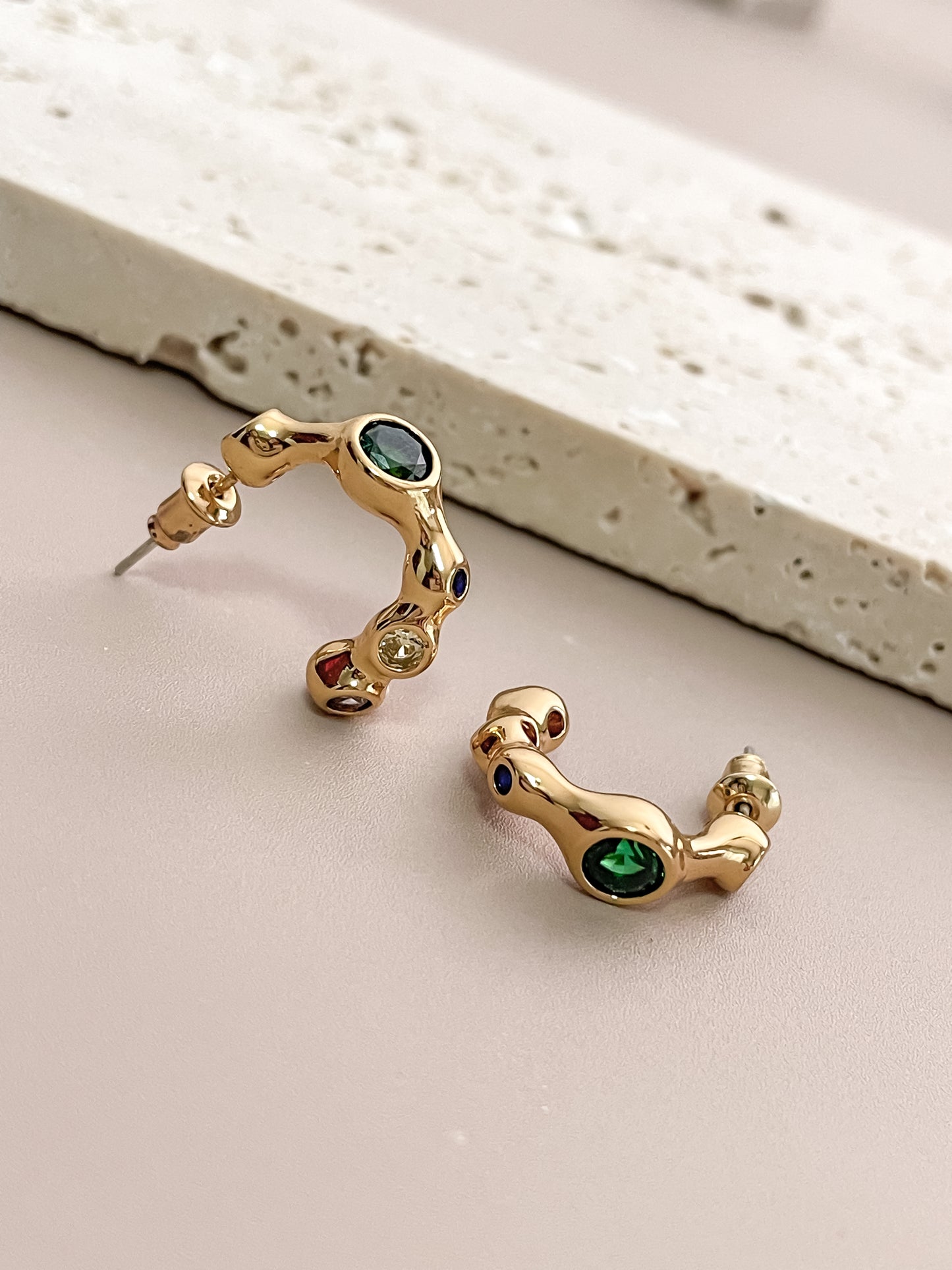 Geometric C-Shaped Stud Earrings