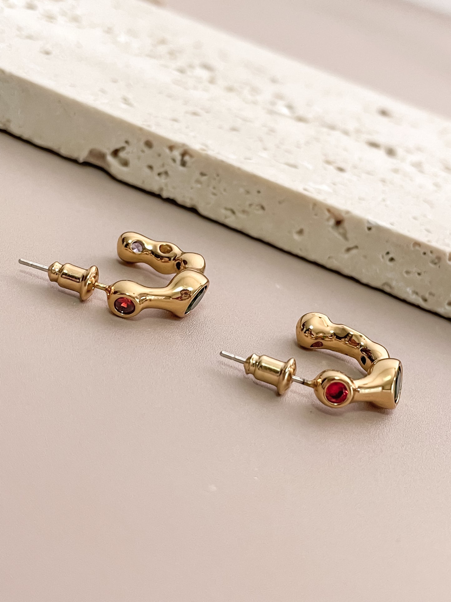 Geometric C-Shaped Stud Earrings