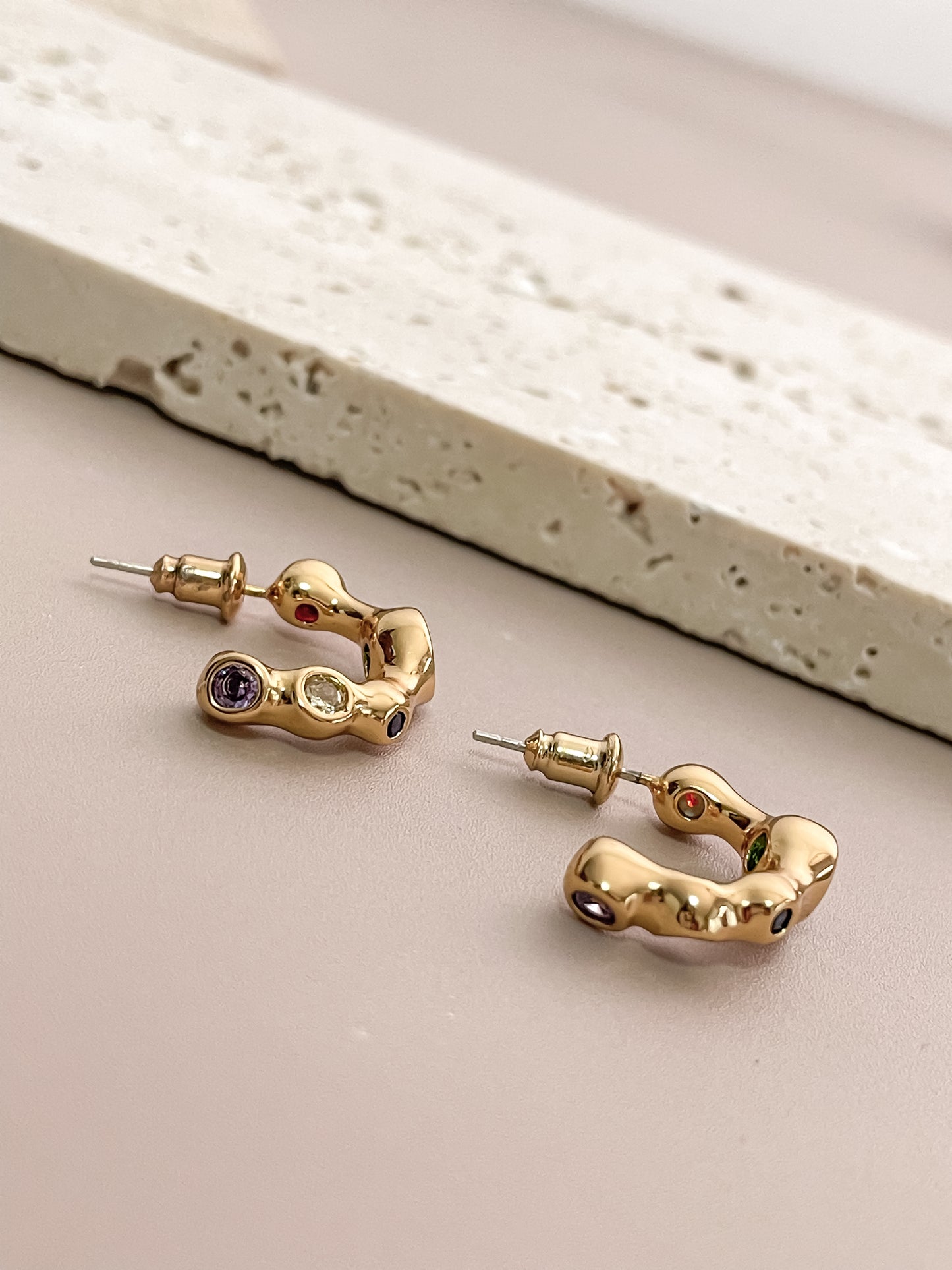 Geometric C-Shaped Stud Earrings